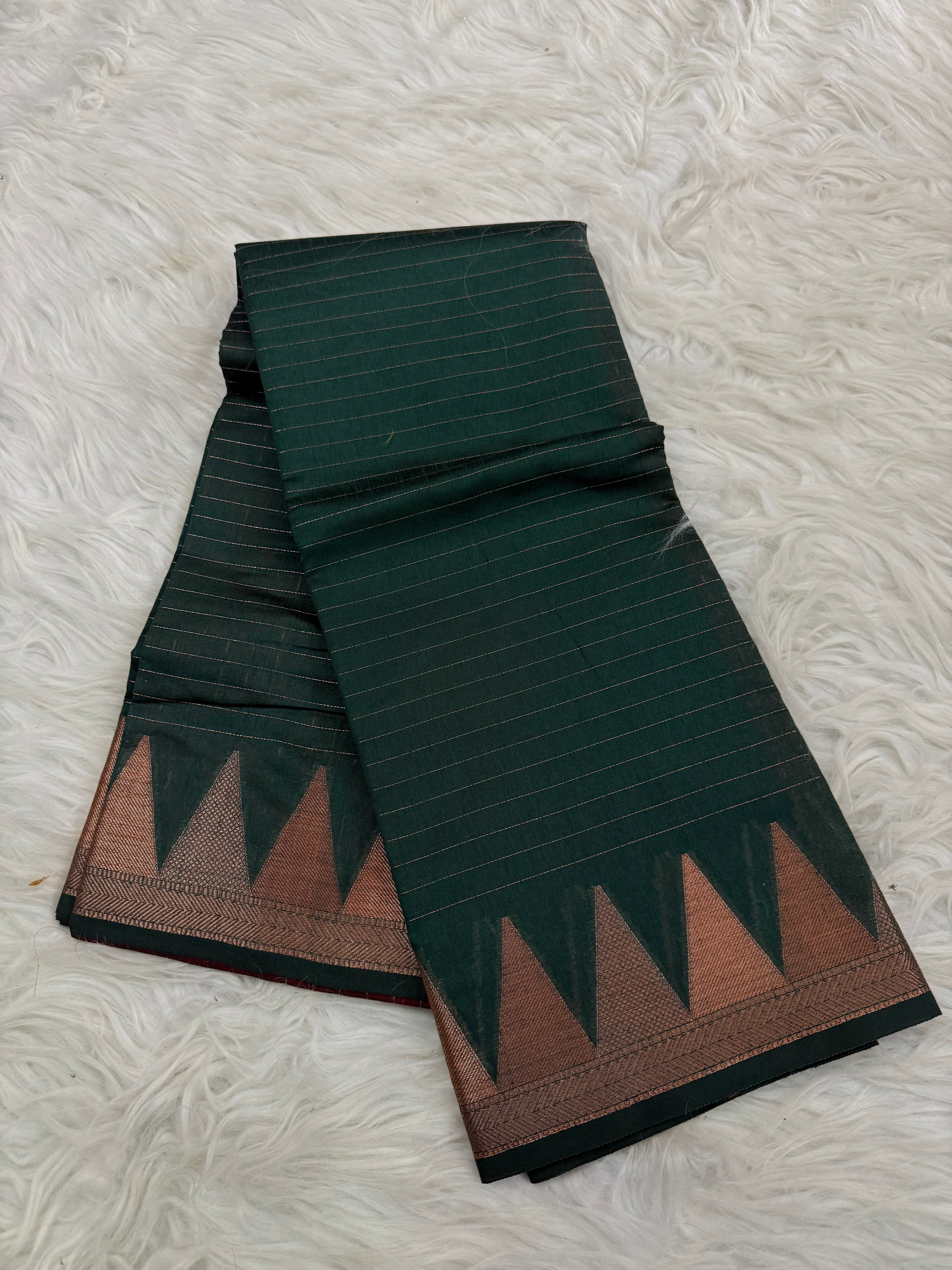 Dark Green Cotton Saree