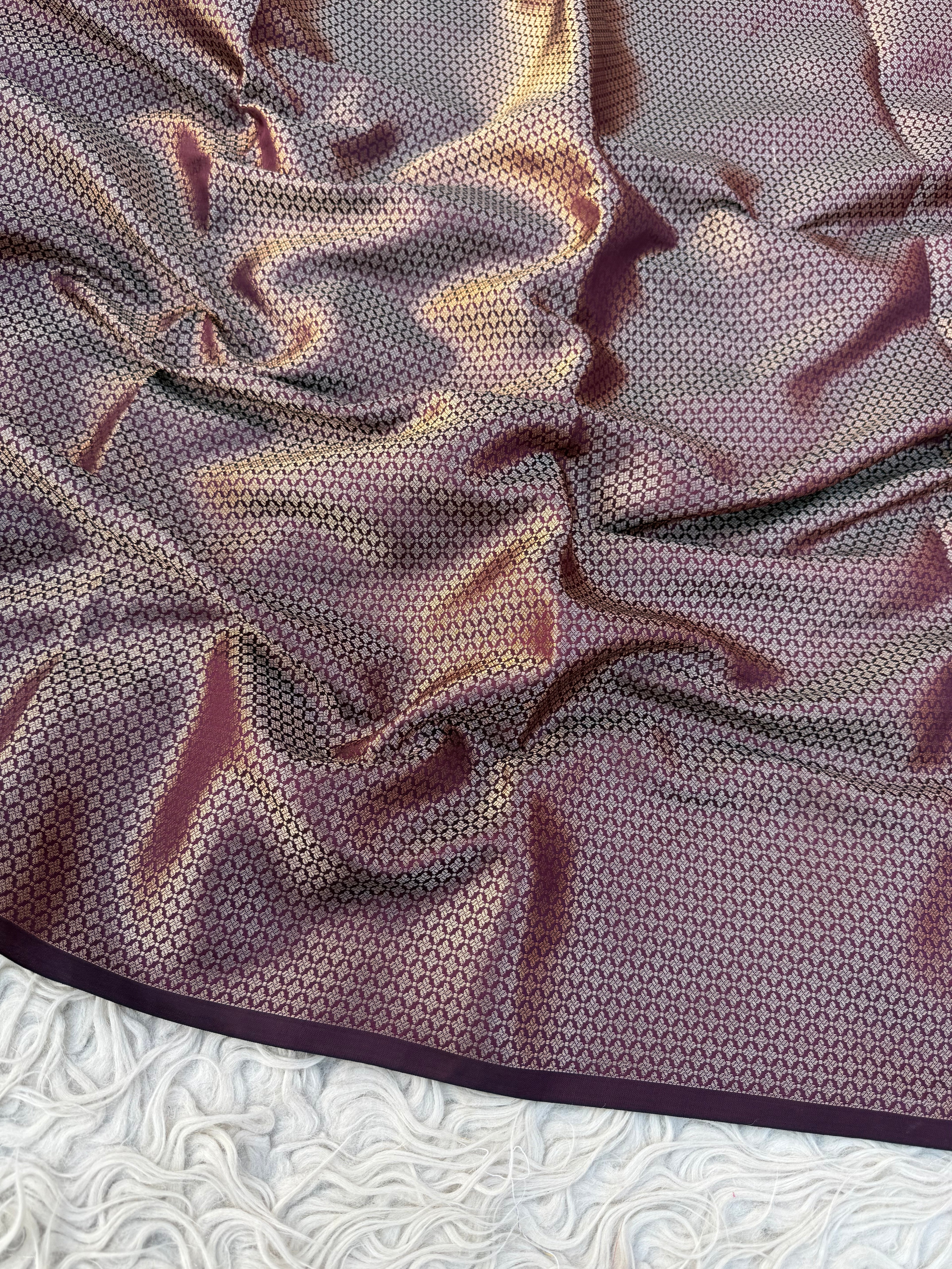 Rare wine shade Semi mashru katan Banarasi saree