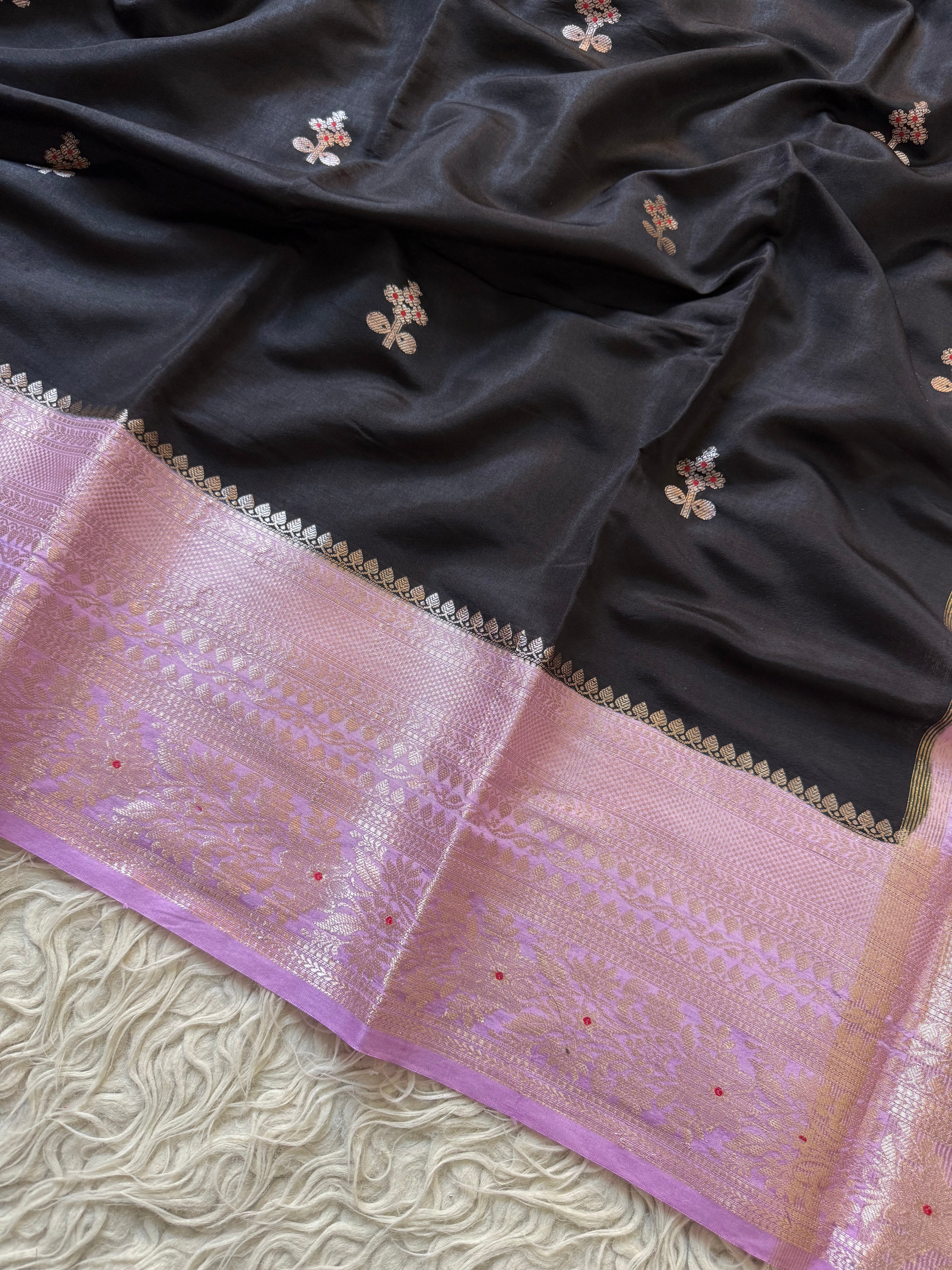 Butter Silk Banarasi Saree with minakari buti and border