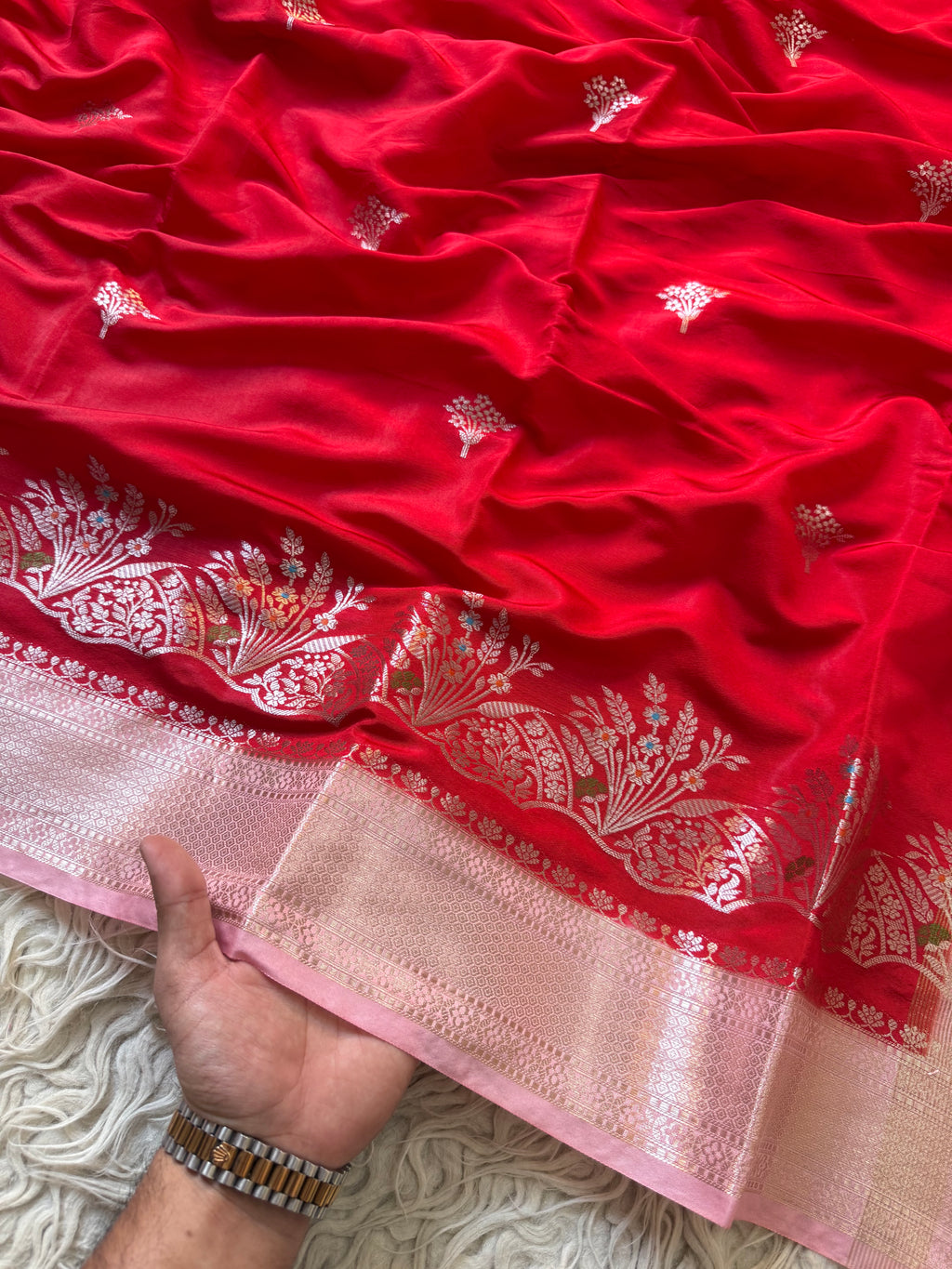 Butter Silk Banarasi Saree with minakari buti and border