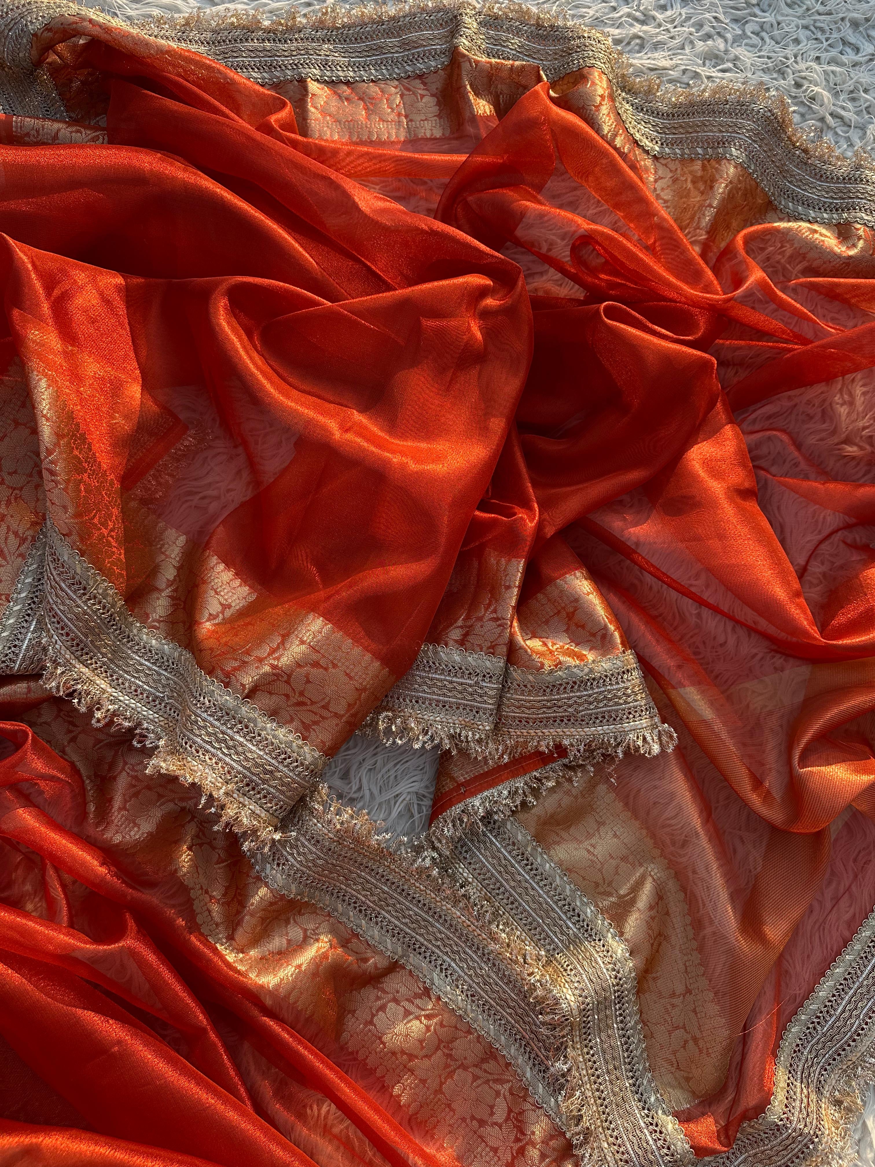 Maharani Tissue Saree with Gotta Patti Lace work on Border