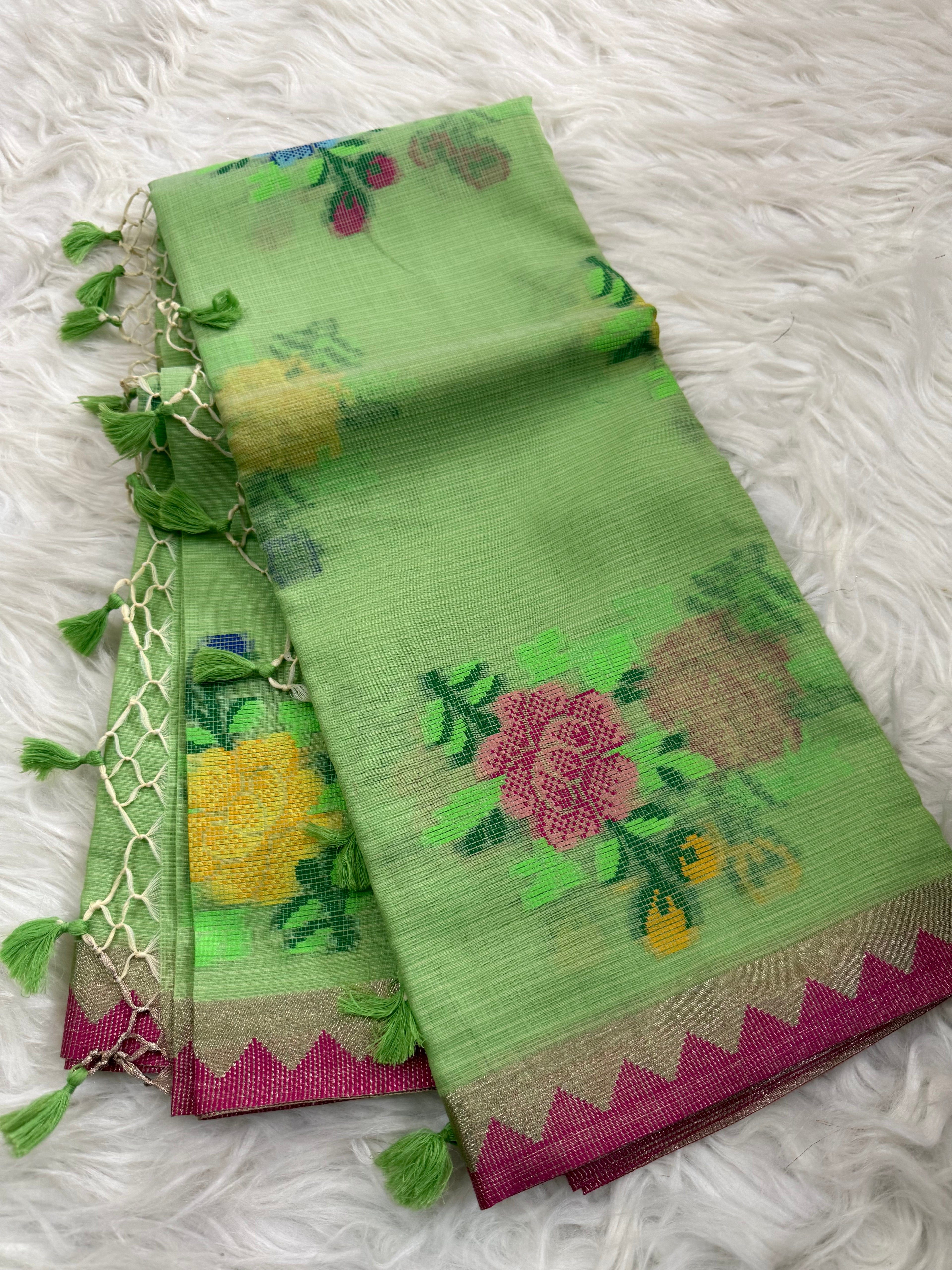 Multi colour Buta Linen Saree