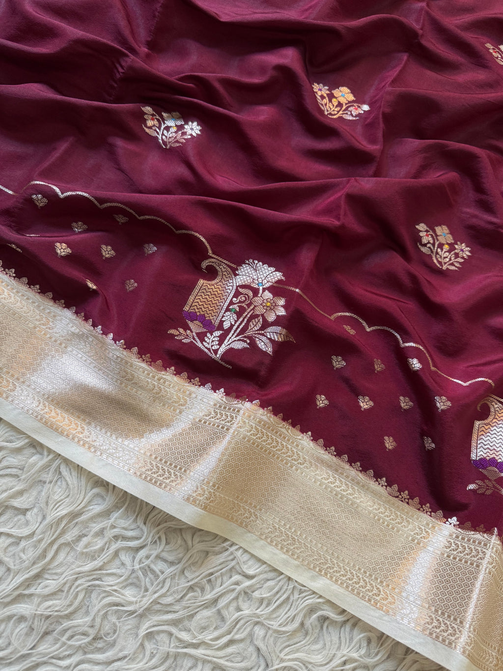 Butter Silk Banarasi Saree with minakari buti and border