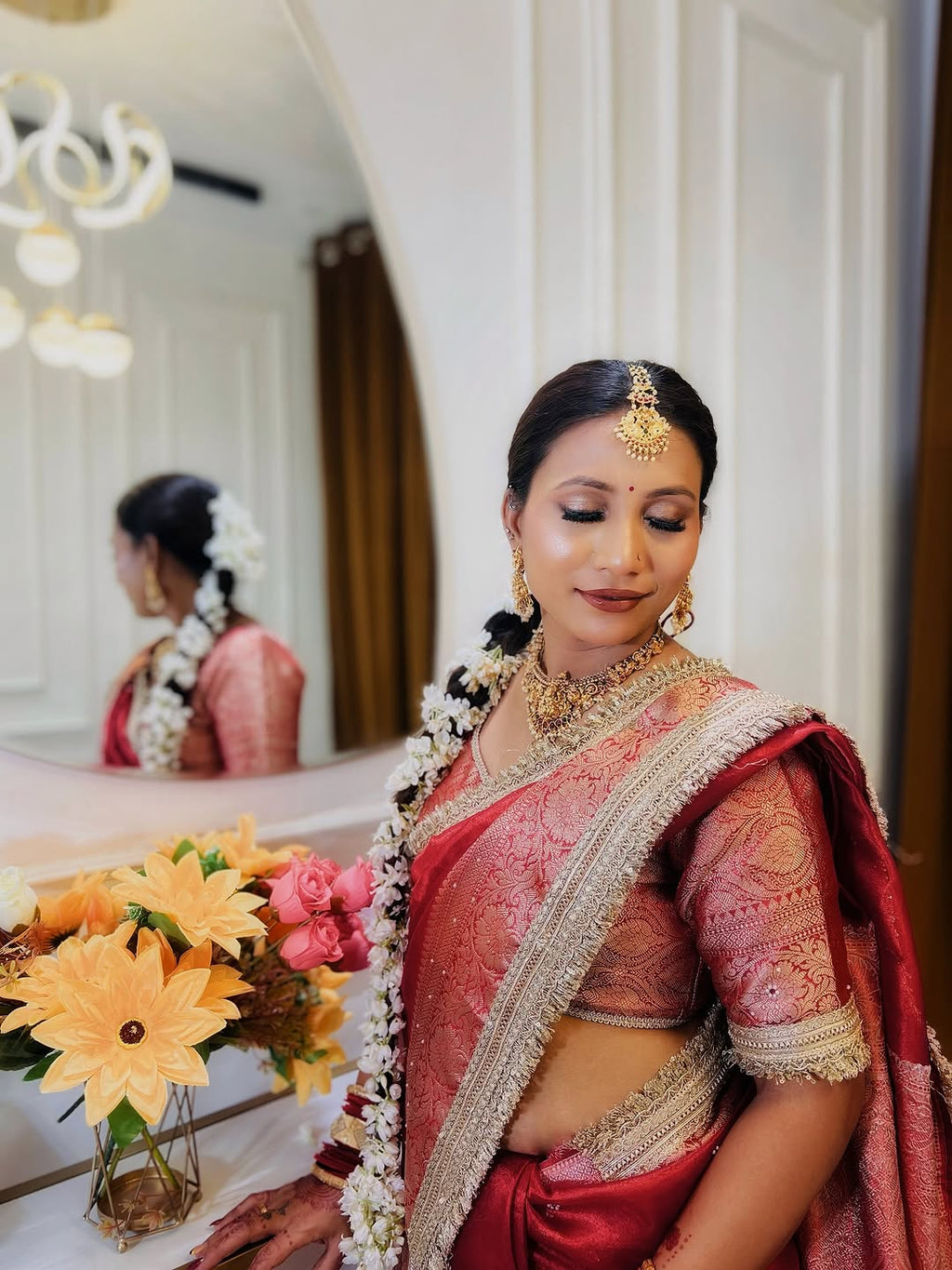 Designer Banarasi Tissue Saree with Pearl Work on all over Body with Intricate Border and Pallu Design Along with Gotta Patti Lace Work