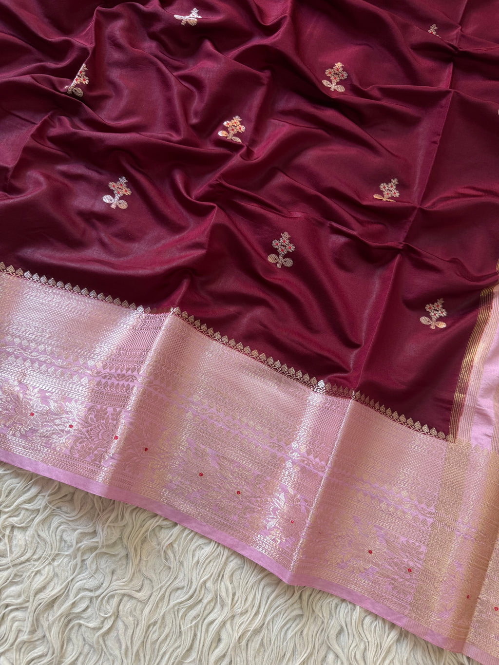 Butter Silk Banarasi Saree with minakari buti and border