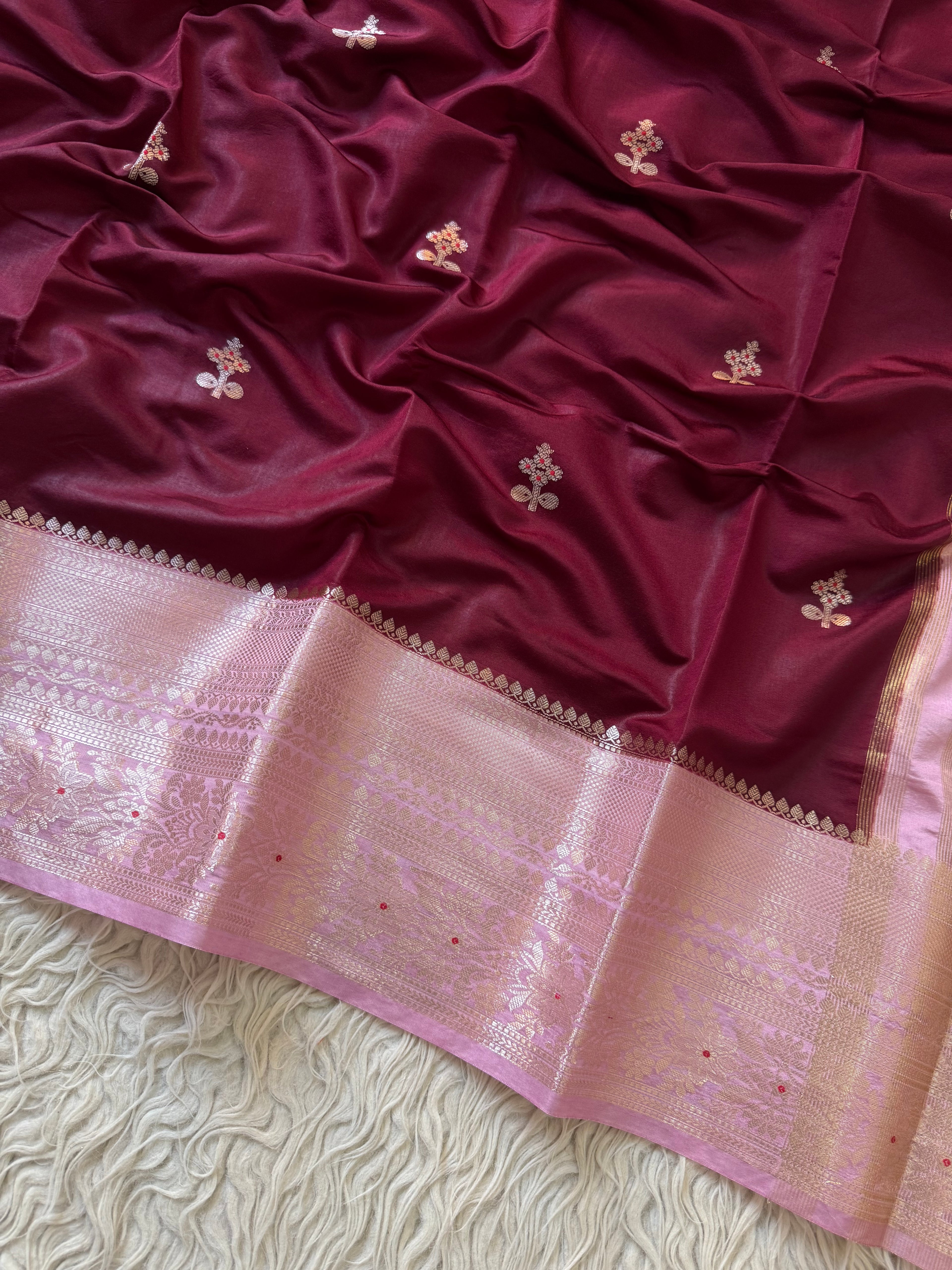 Butter Silk Banarasi Saree with minakari buti and border