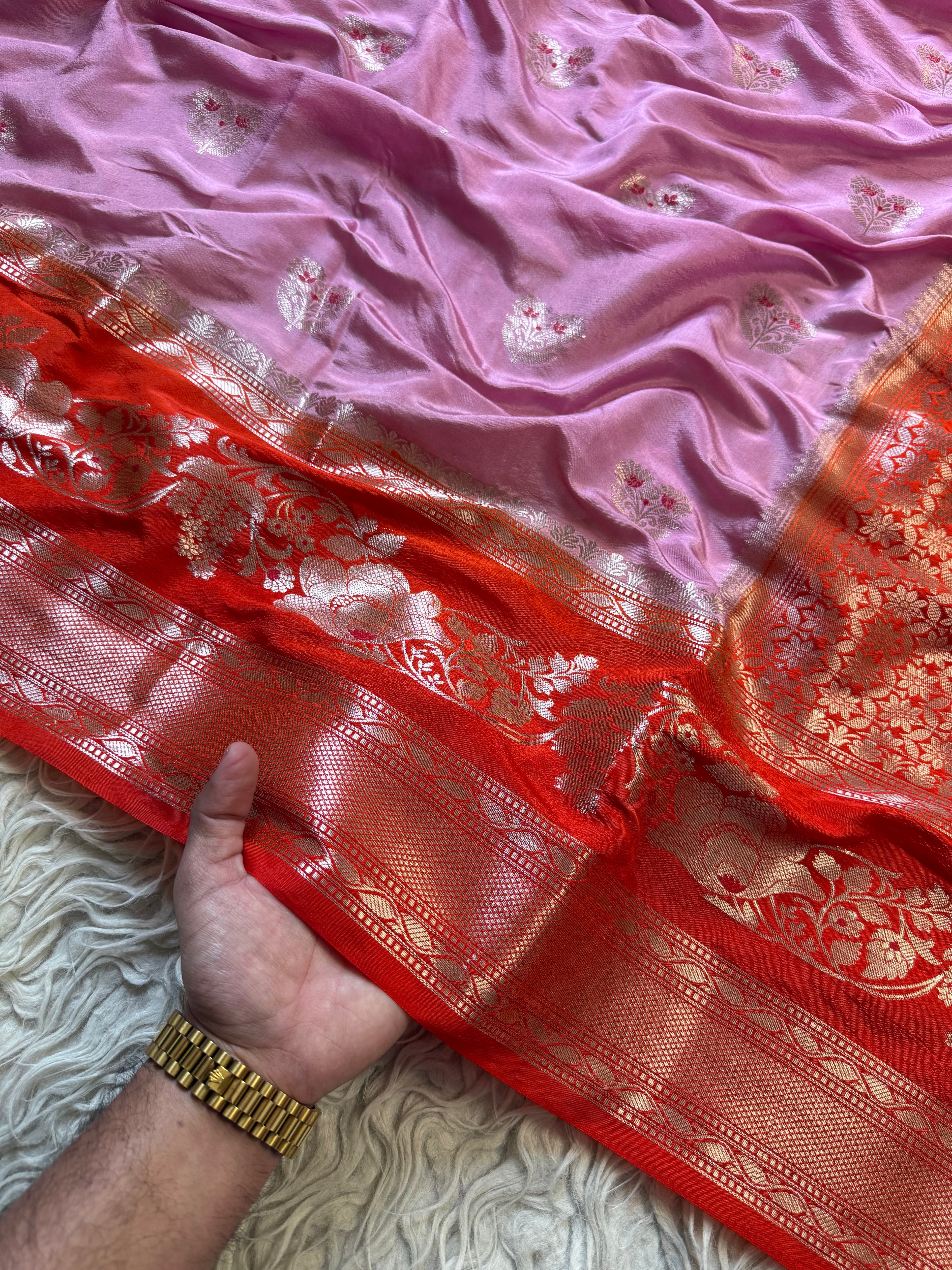 Butter Silk Banarasi Saree with minakari buti and border