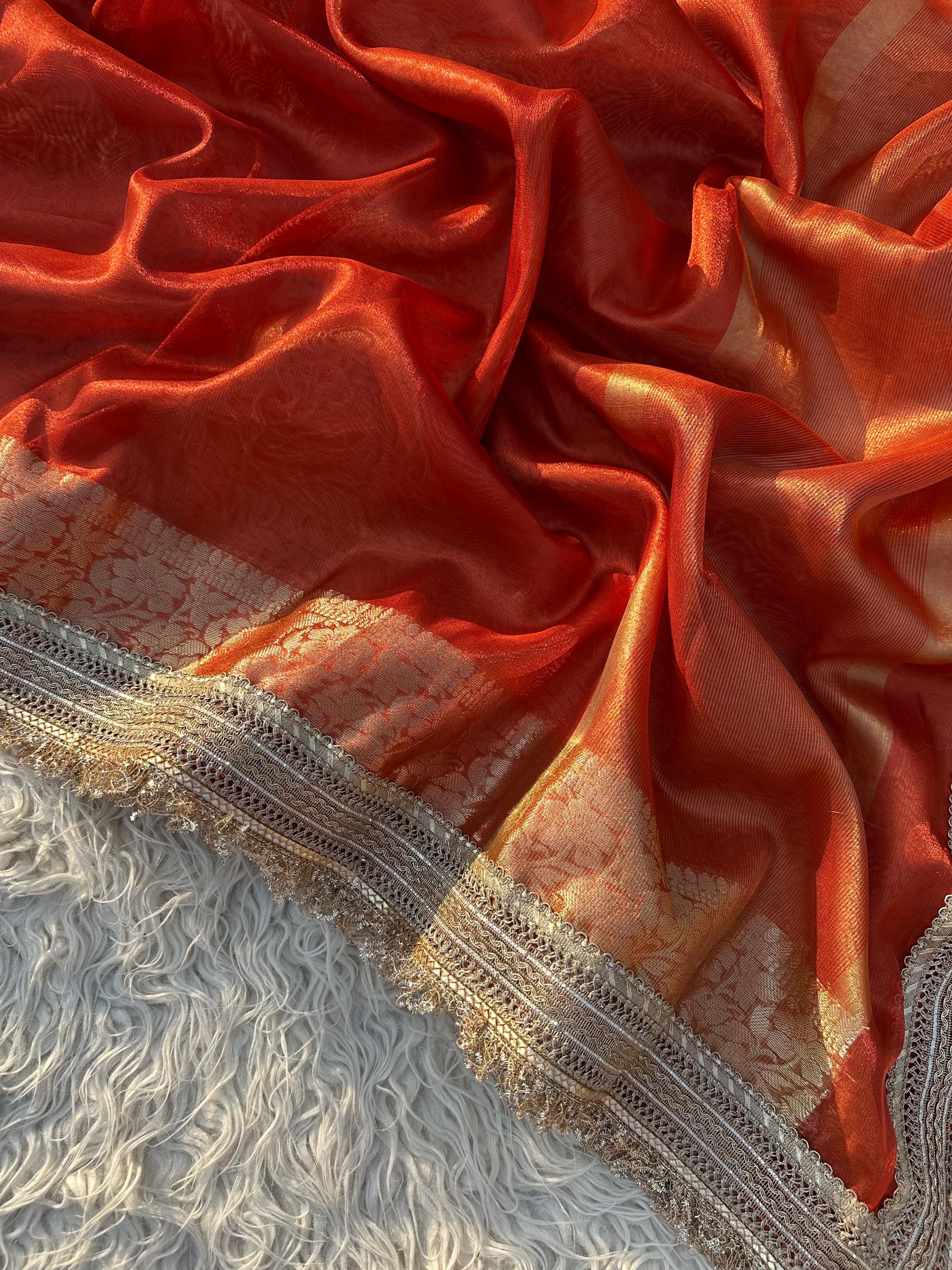 Maharani Tissue Saree with Gotta Patti Lace work on Border