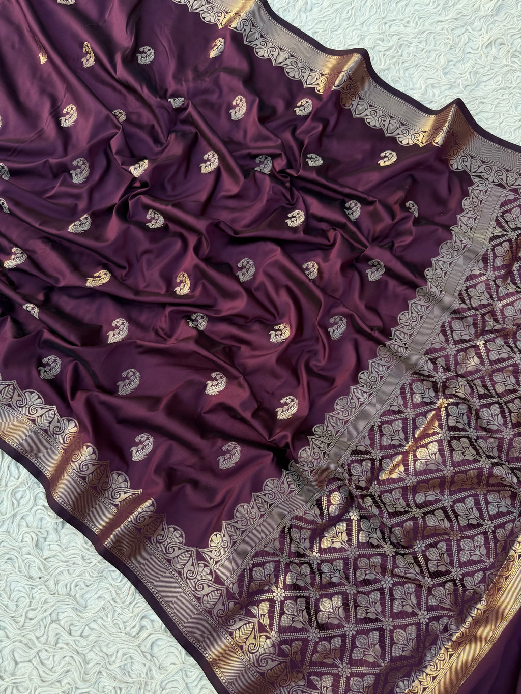 Rare wine shade Semi mashru katan Banarasi saree