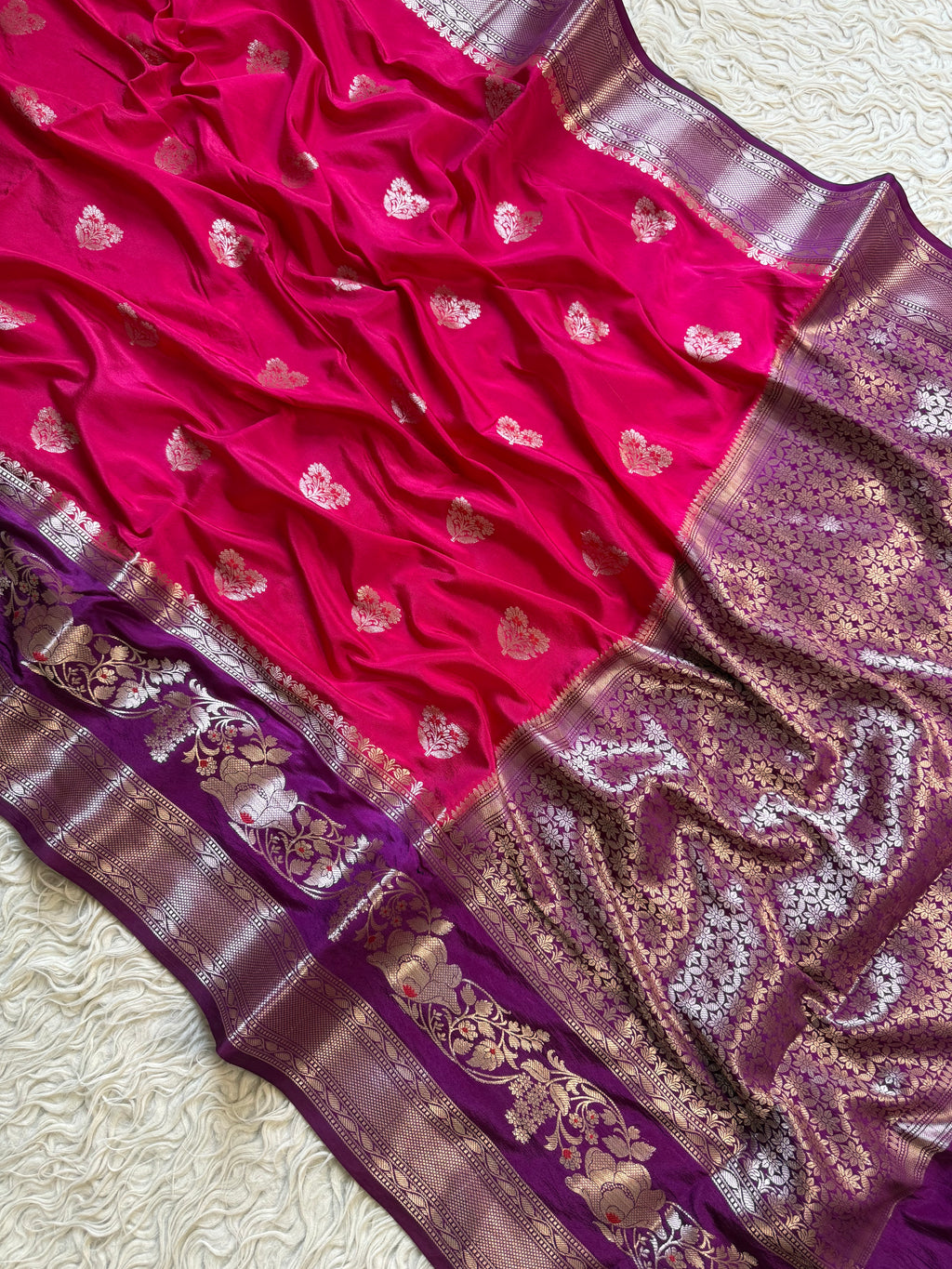 Butter Silk Banarasi Saree with minakari buti and border