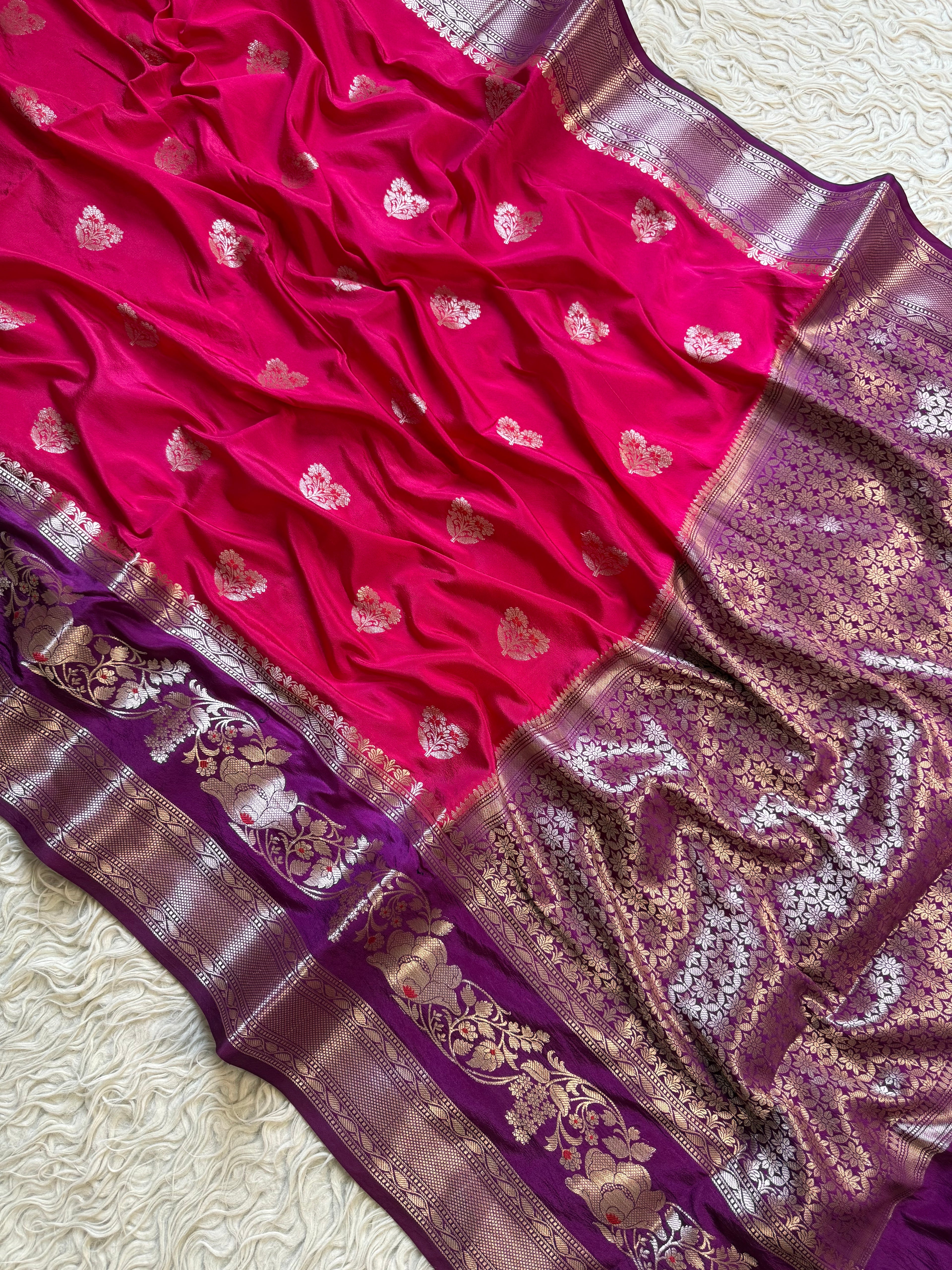 Butter Silk Banarasi Saree with minakari buti and border