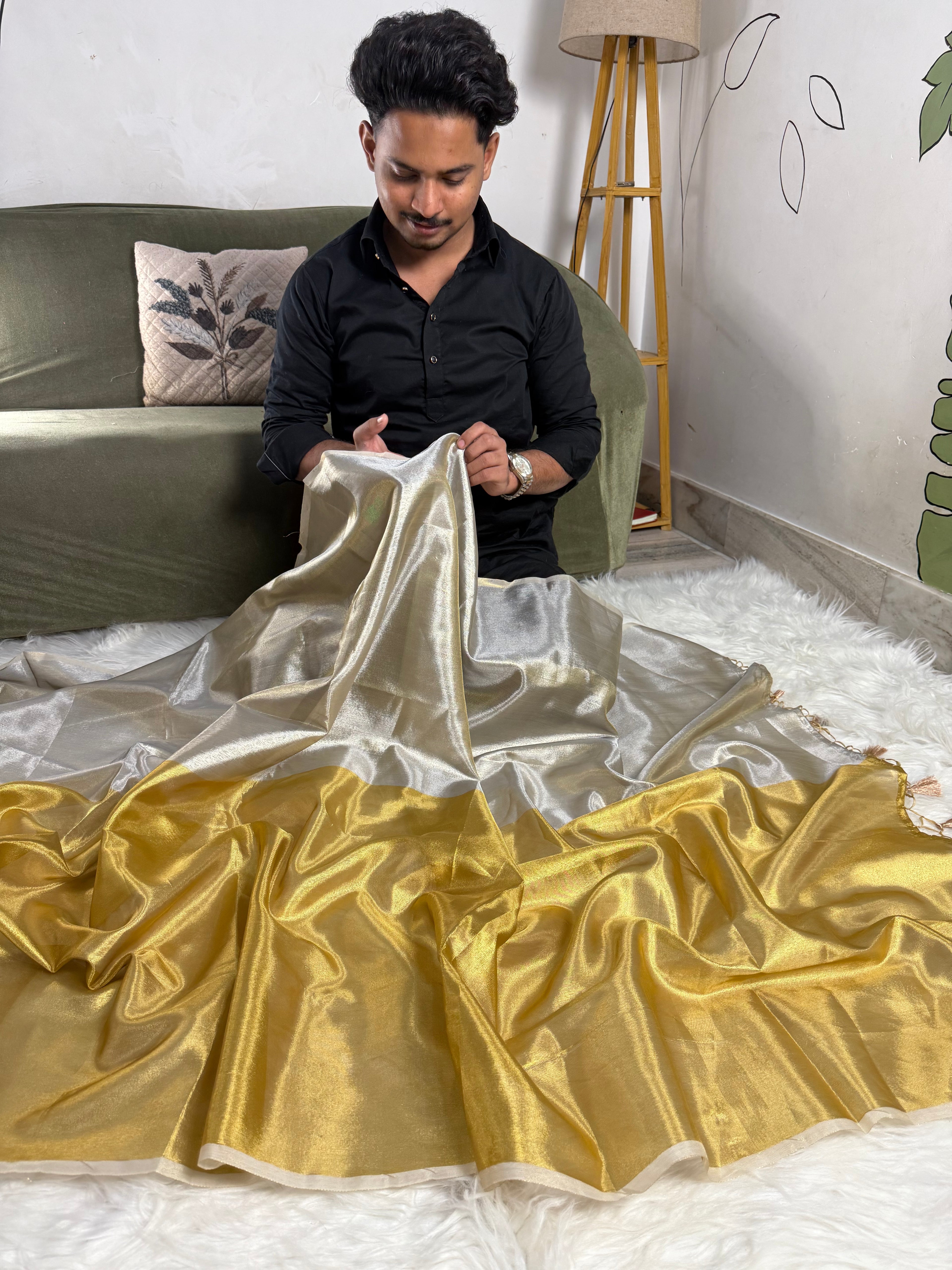 Moonlight tissue saree