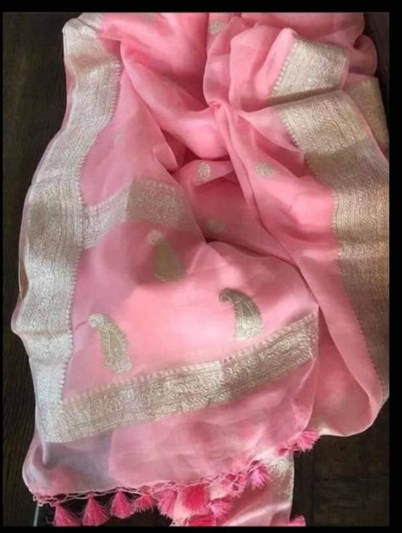 Pure khaddi chiffon silk kaduwa handwoven Banarasi saree