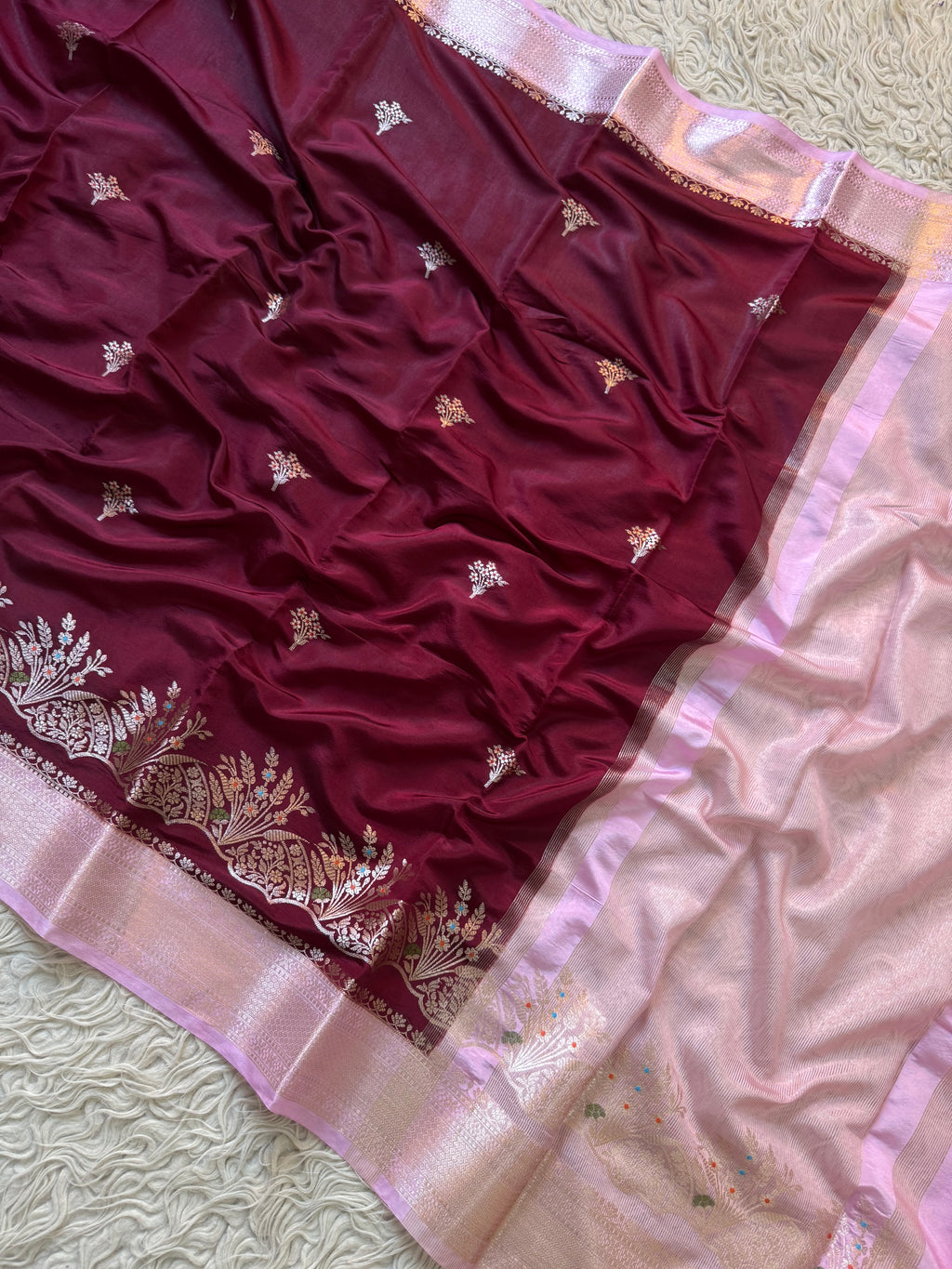 Butter Silk Banarasi Saree with minakari buti and border