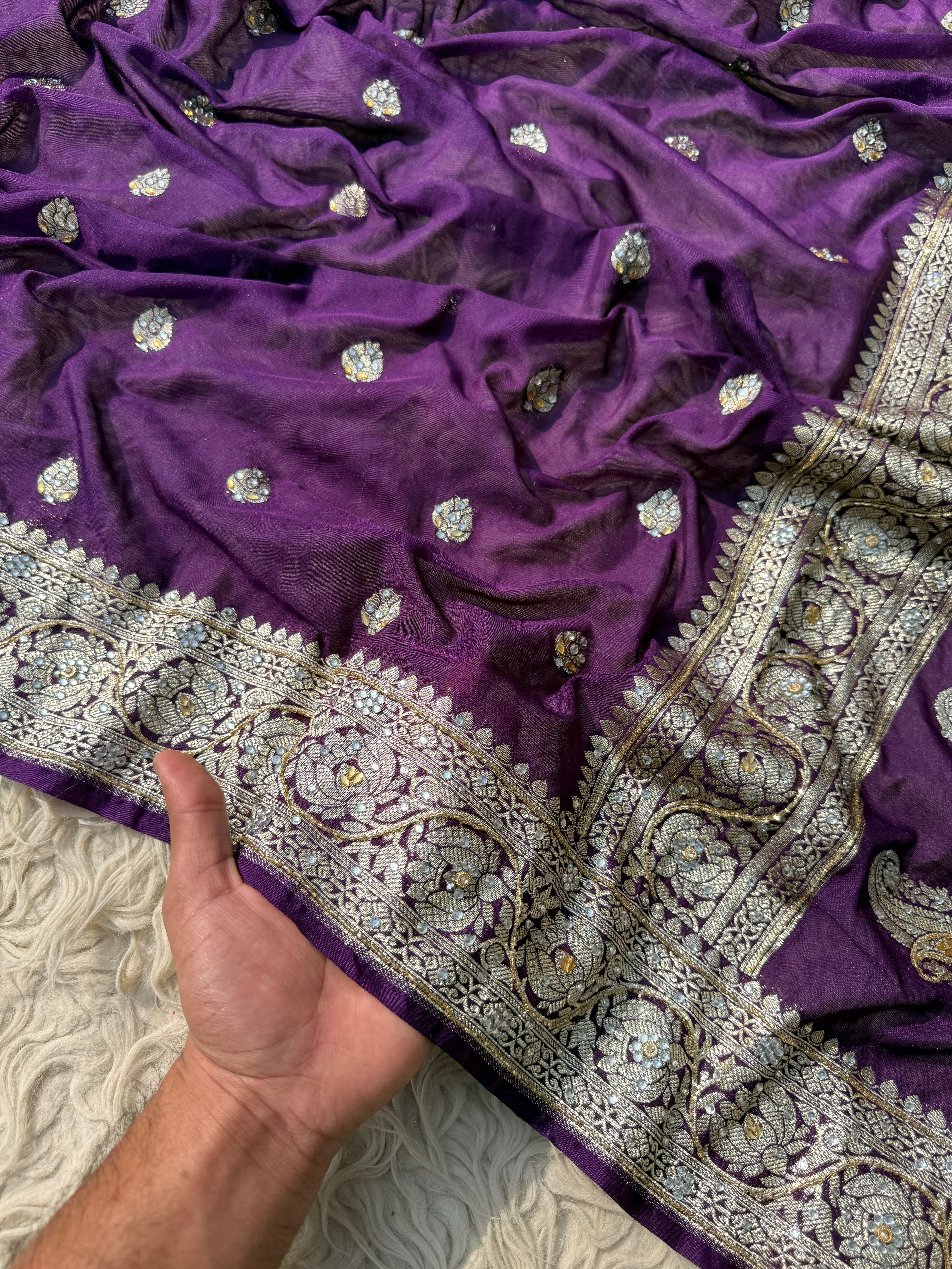 Aishwarya X Madhuri Georgette Designer Saree with cutdana handwork