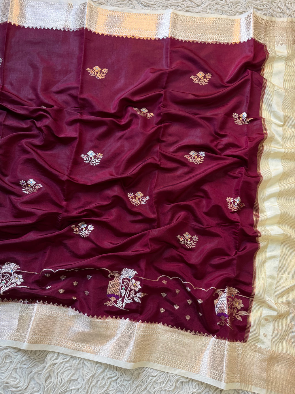 Butter Silk Banarasi Saree with minakari buti and border