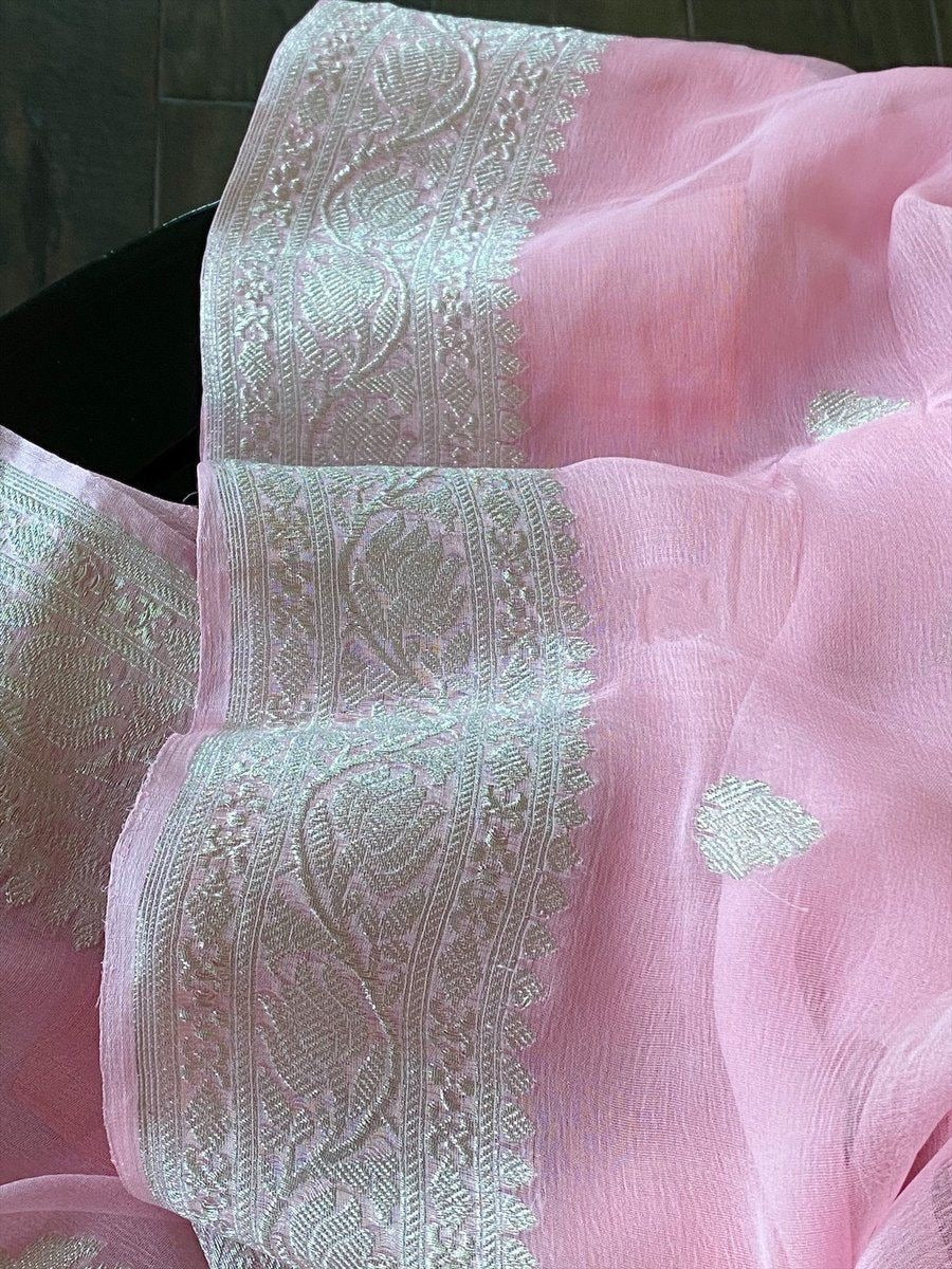 Pure khaddi chiffon silk kaduwa handwoven Banarasi saree
