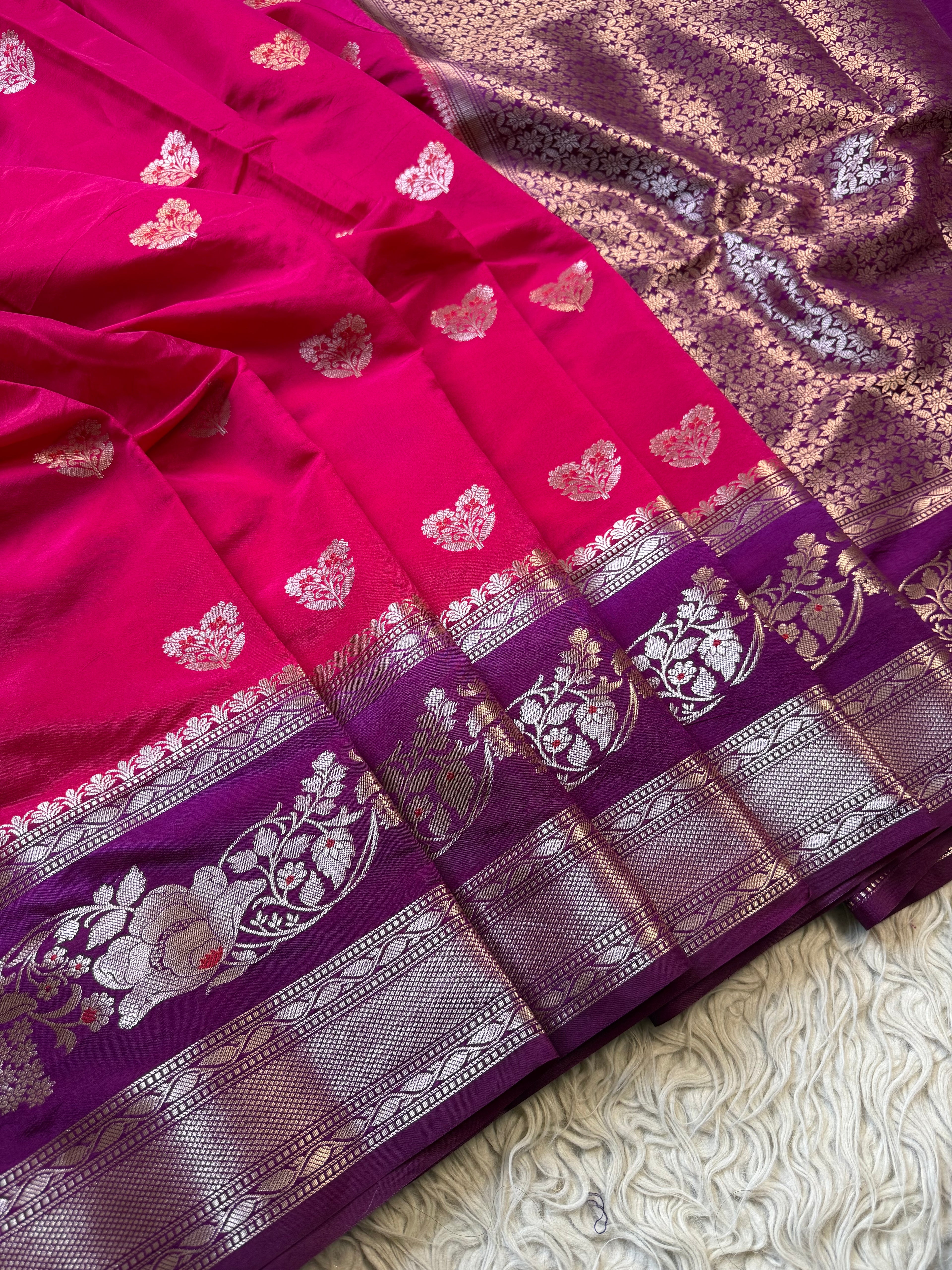 Butter Silk Banarasi Saree with minakari buti and border