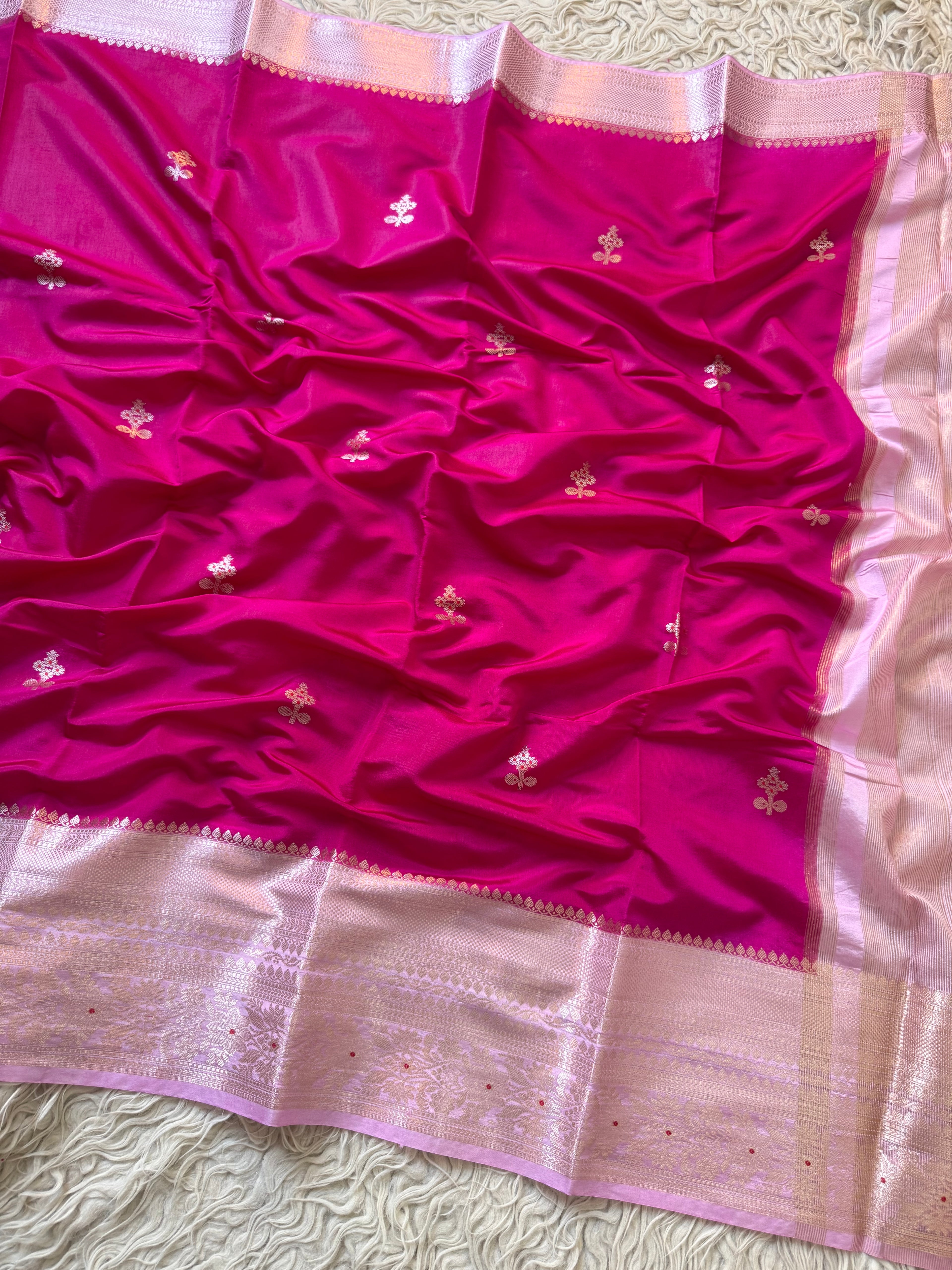 Butter Silk Banarasi Saree with minakari buti and border