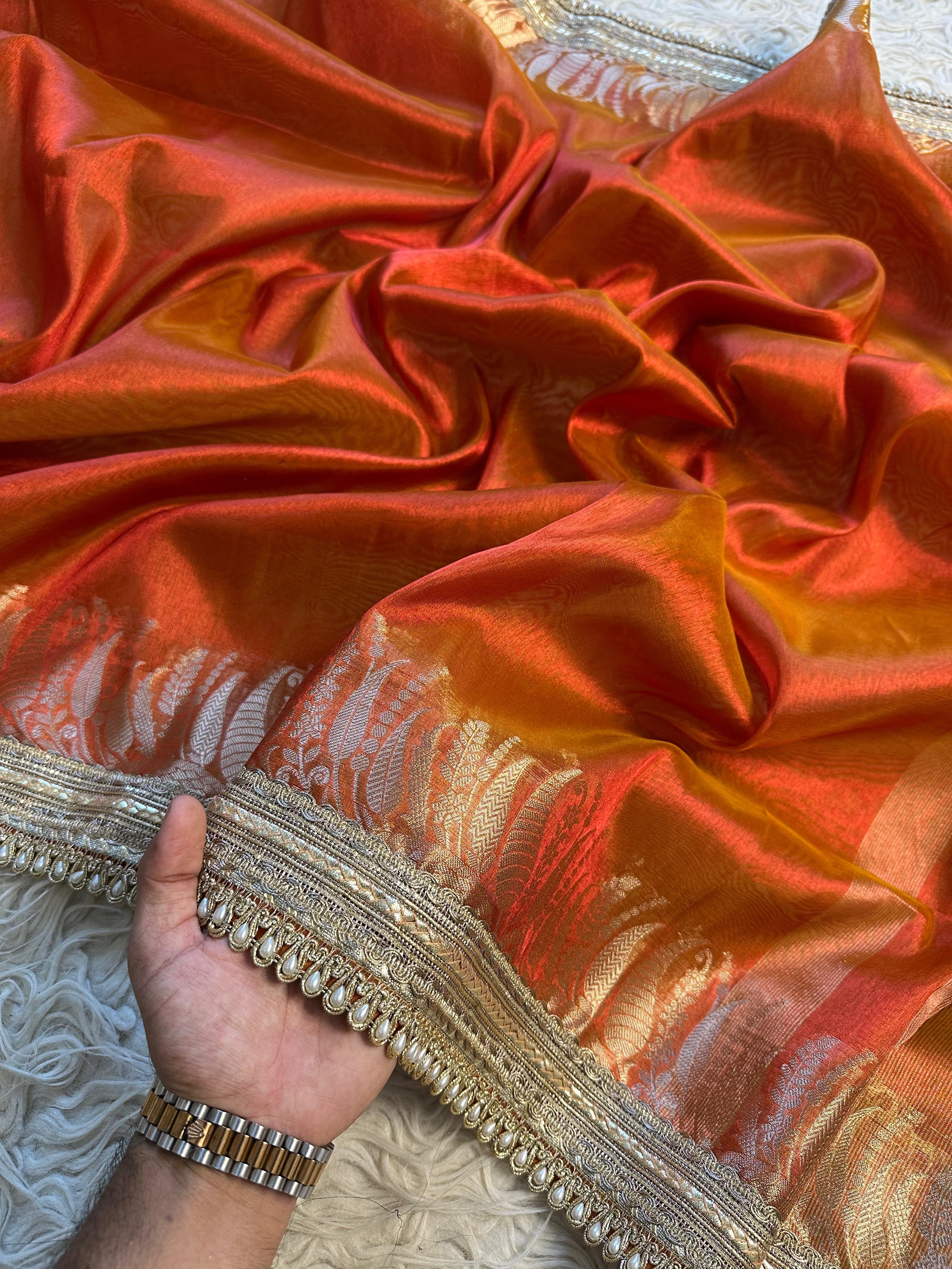 Designer Tissue Saree with Gotta Patti Lace work on Border