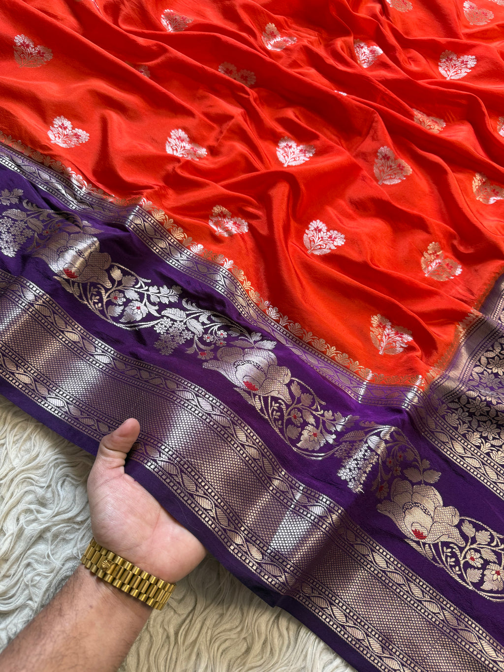 Butter Silk Banarasi Saree with minakari buti and border