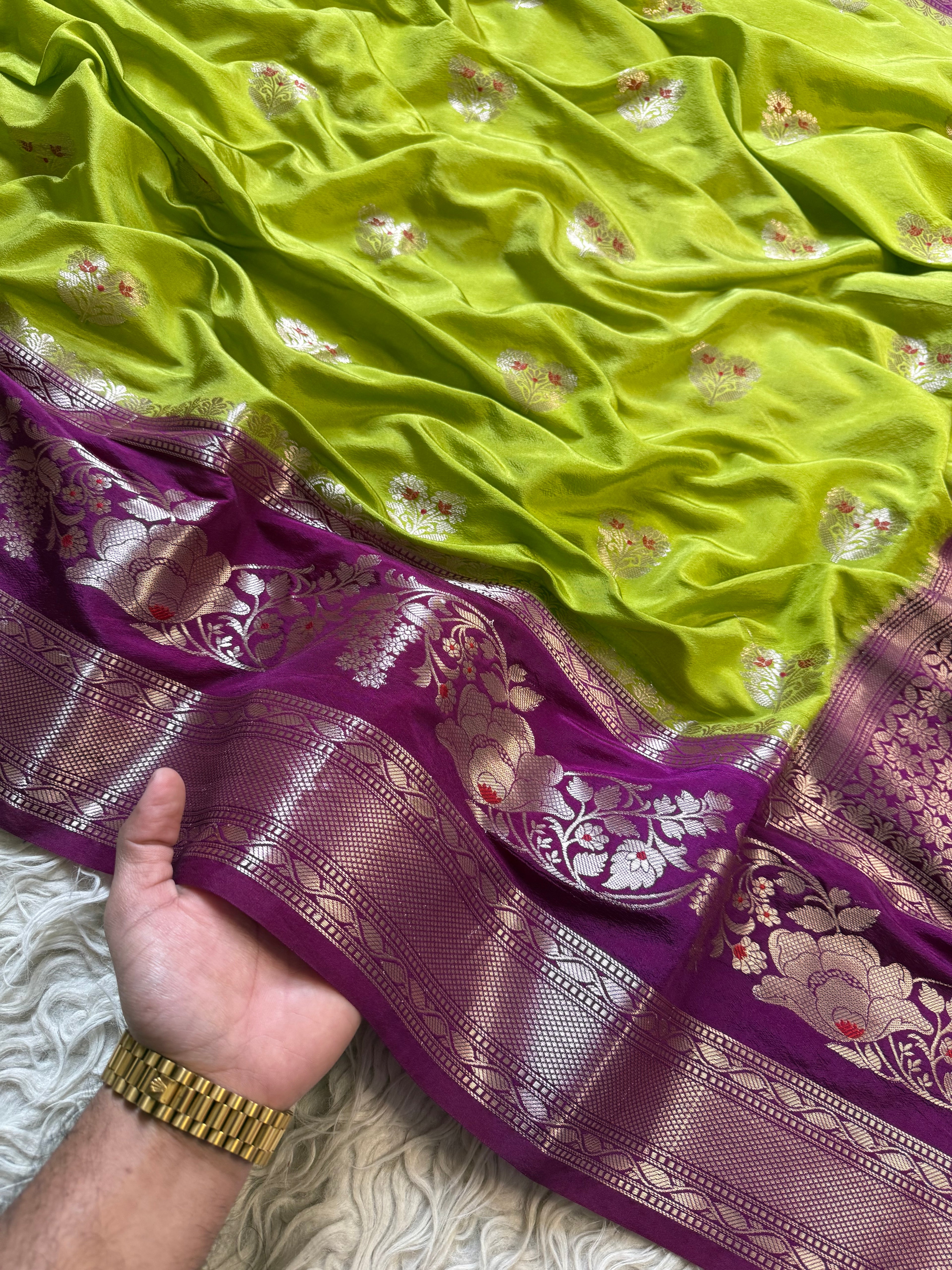 Butter Silk Banarasi Saree with minakari buti and border