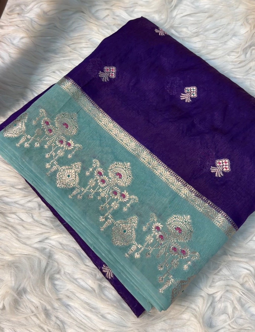 Paper Silk Banarasi Saree with minakari buti and border