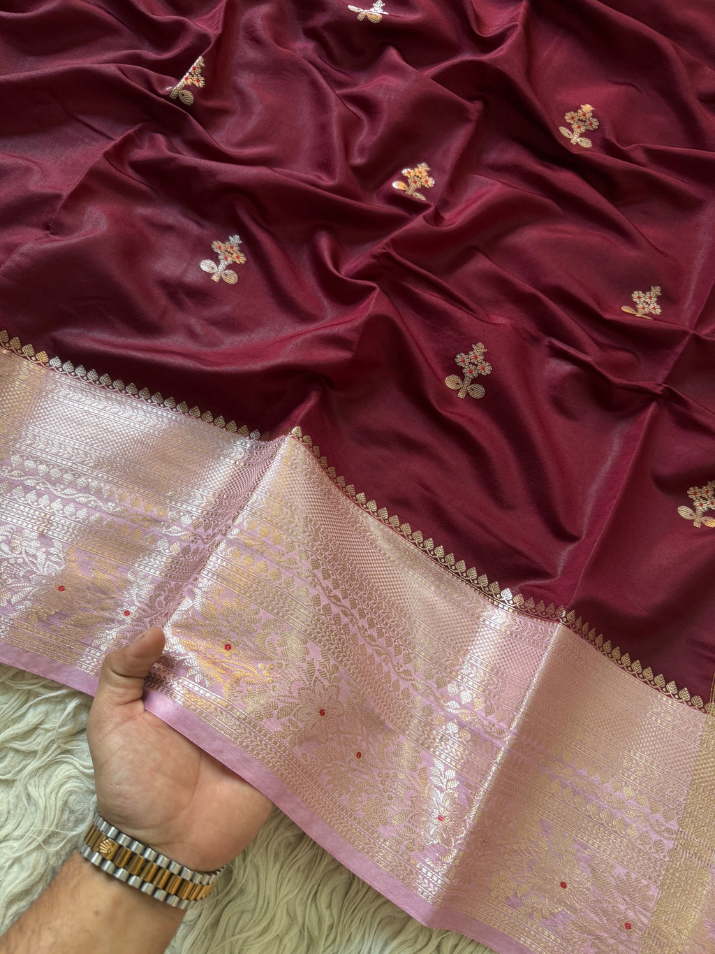 Butter Silk Banarasi Saree with minakari buti and border