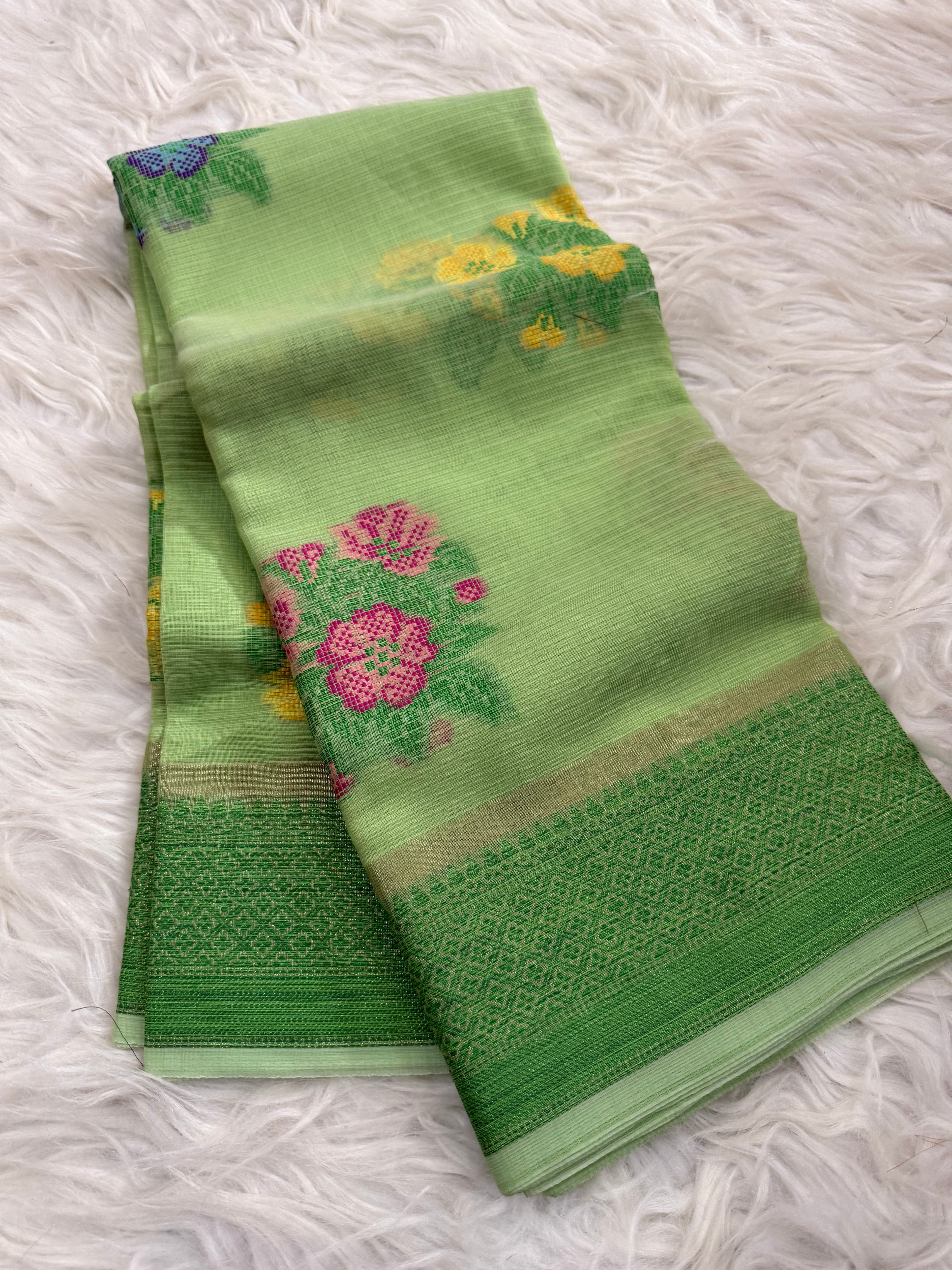 Multi colour Buta Linen Saree