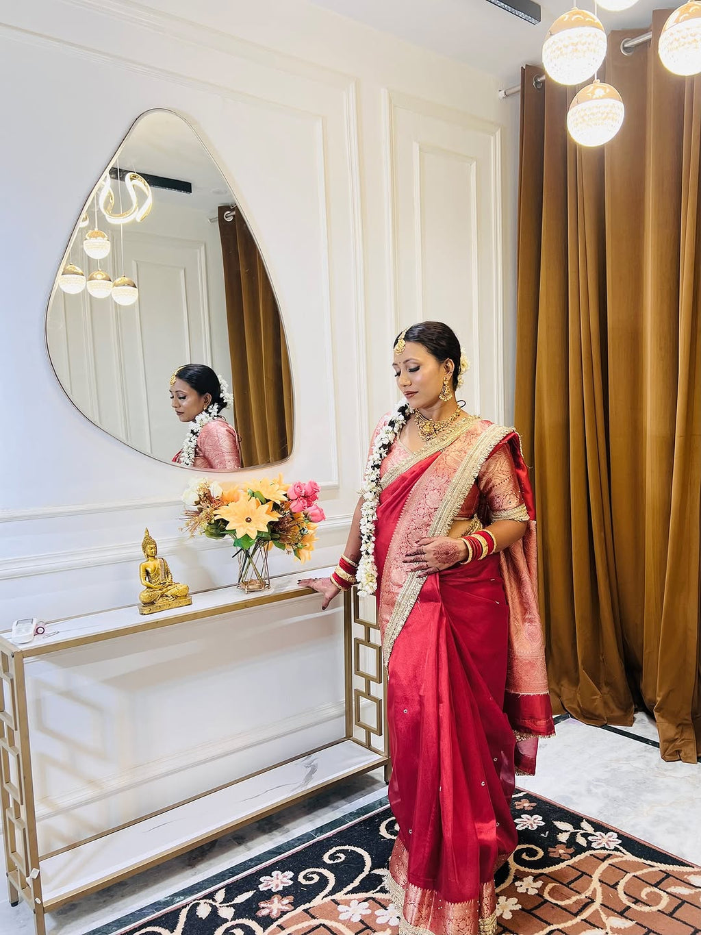 Designer Banarasi Tissue Saree with Pearl Work on all over Body with Intricate Border and Pallu Design Along with Gotta Patti Lace Work