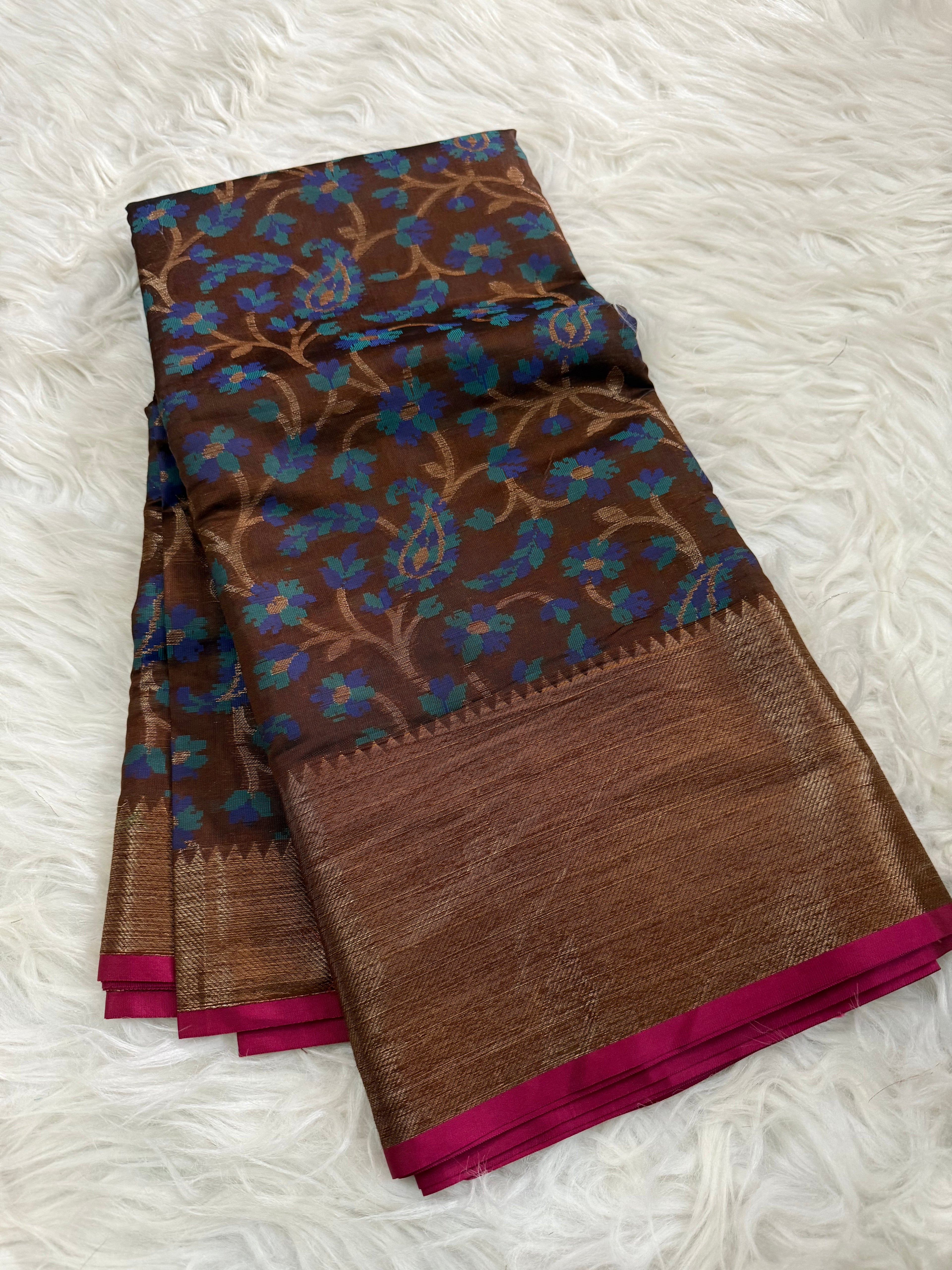 Multi colour Jaal Silk Saree