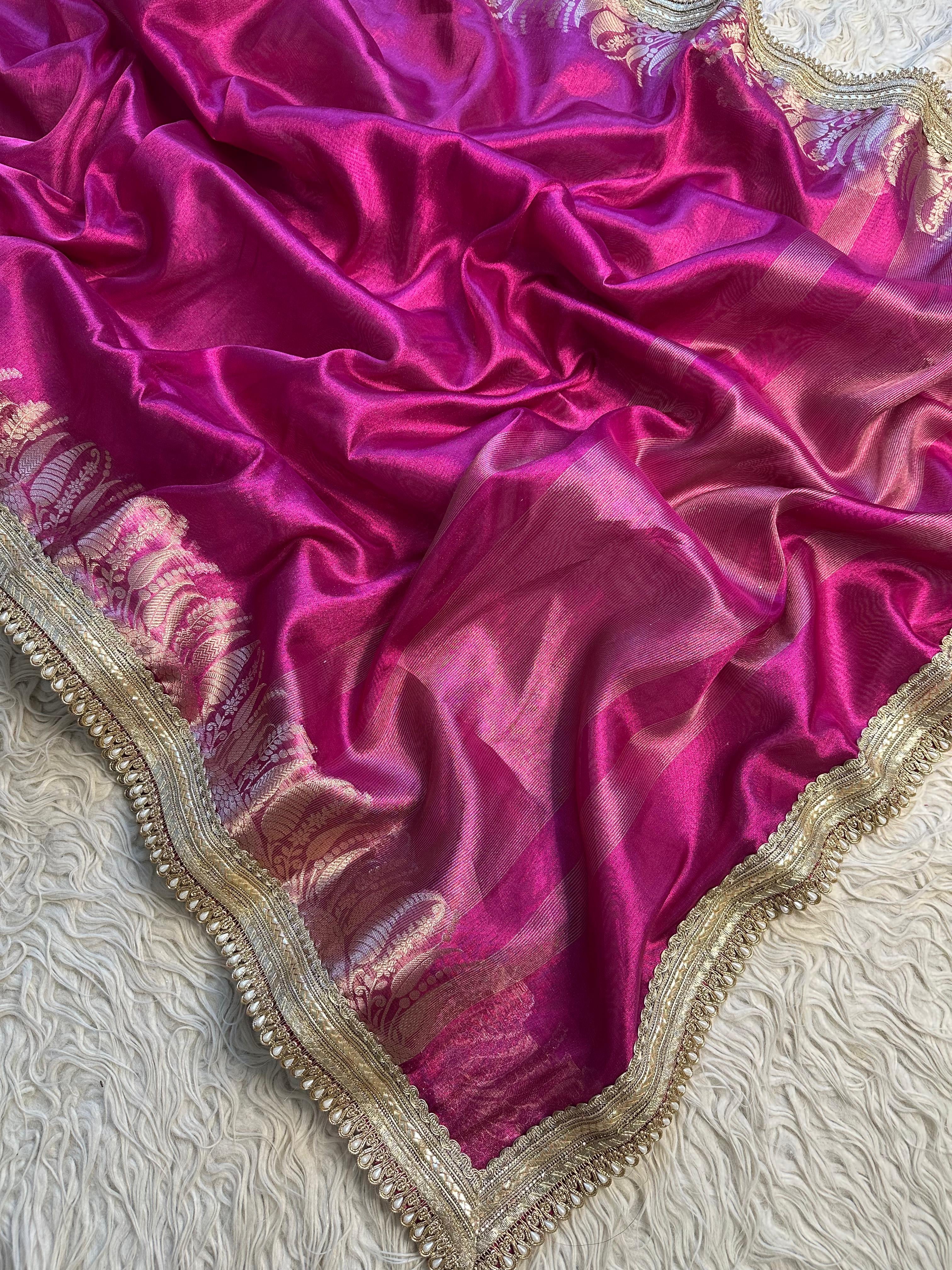 Designer Tissue Saree with Gotta Patti Lace work on Border