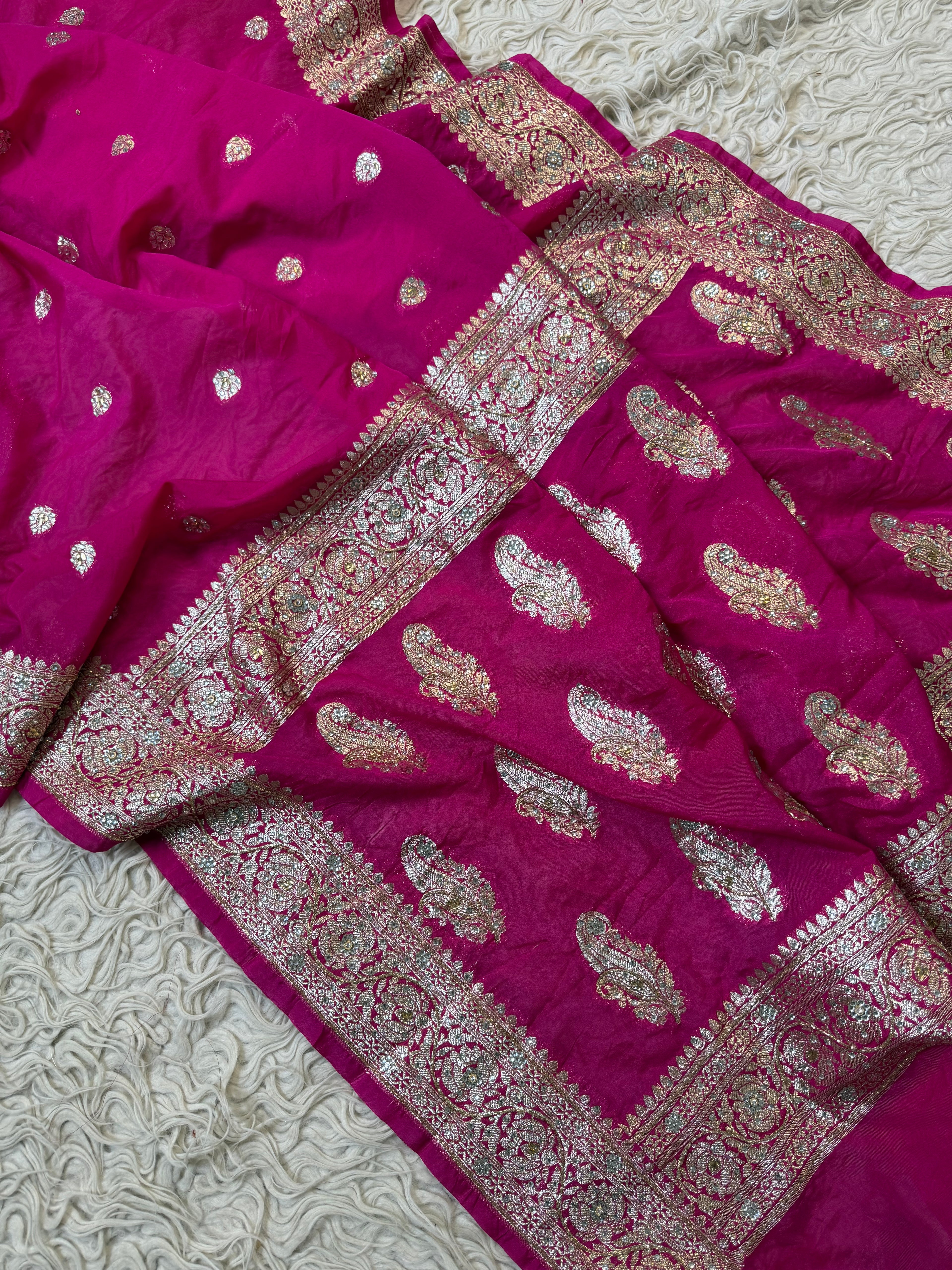 Aishwarya Georgette Designer Saree with cutdana handwork