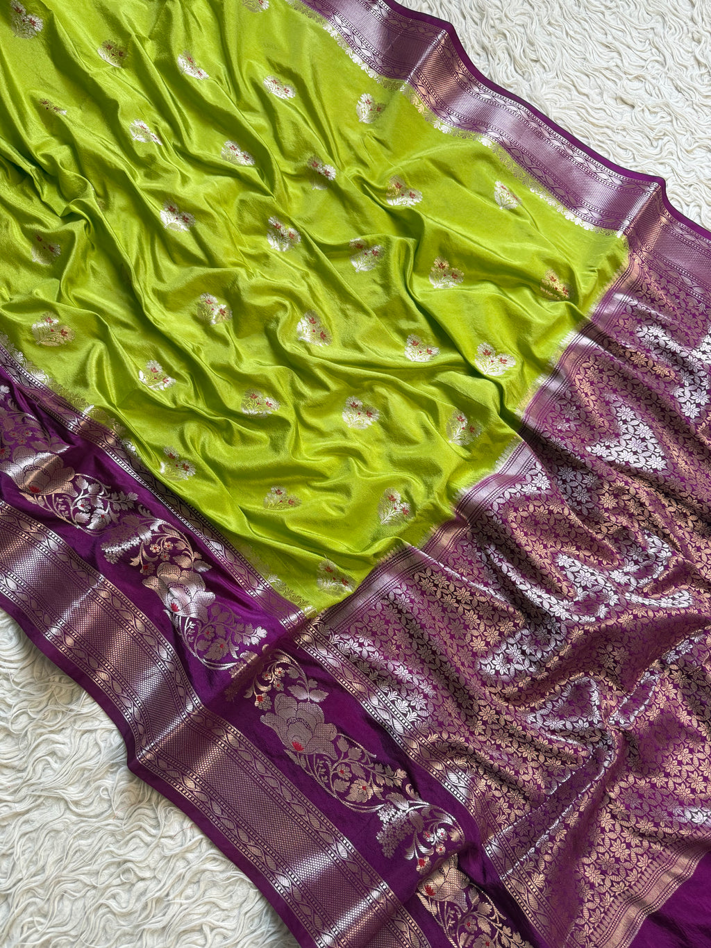 Butter Silk Banarasi Saree with minakari buti and border