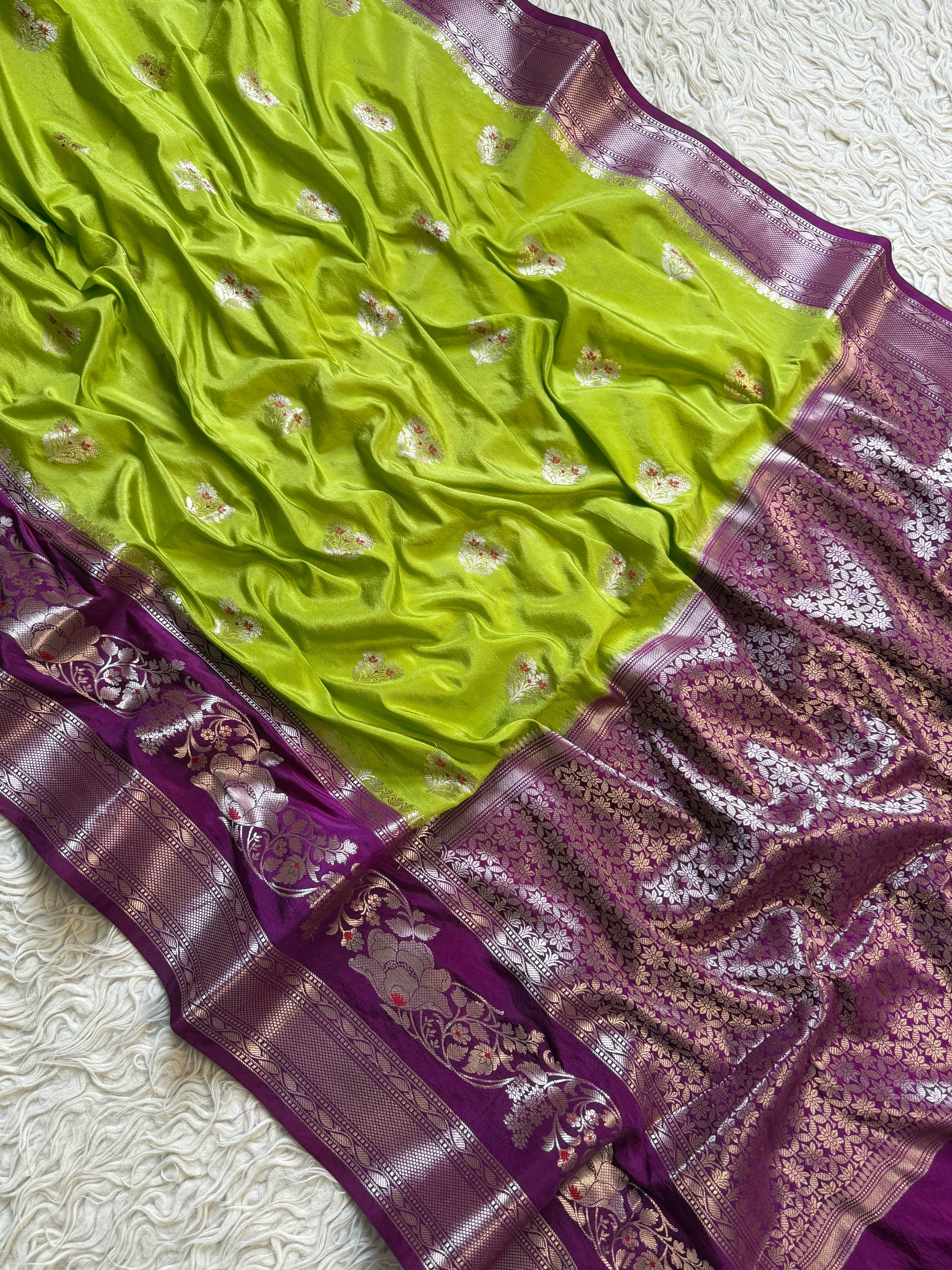 Butter Silk Banarasi Saree with minakari buti and border