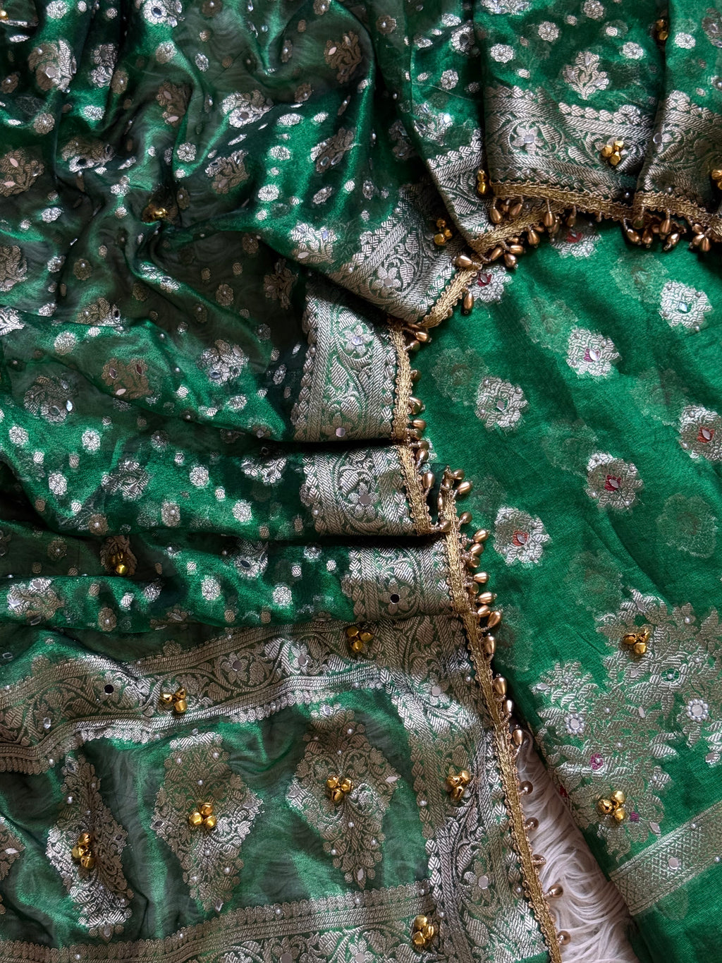 Banarasi tissue suit with Ghungroo work