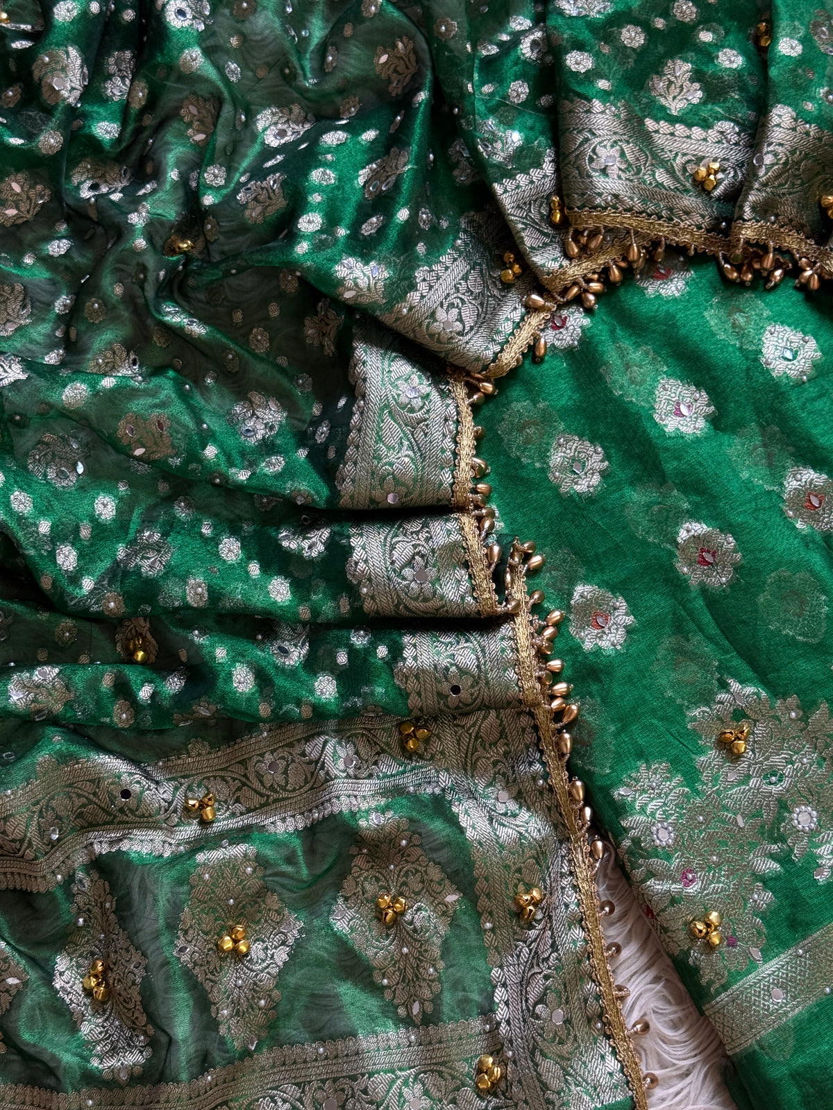 Banarasi tissue suit with Ghungroo work