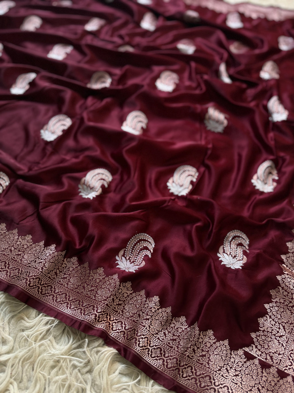 Banarasi Mashru Silk Saree All Over Alfi Meena Buta