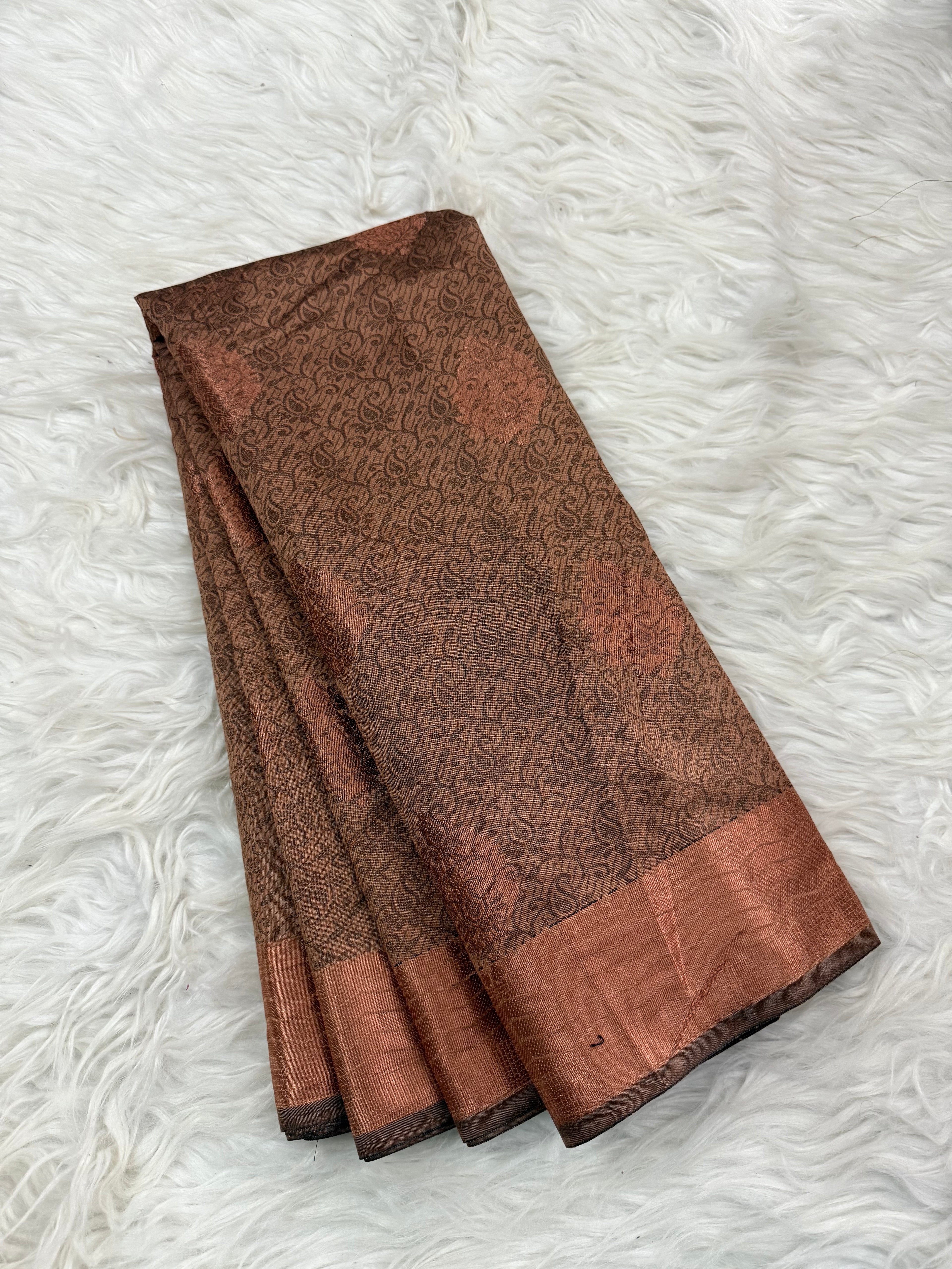 Brown copper zari tanchui Saree