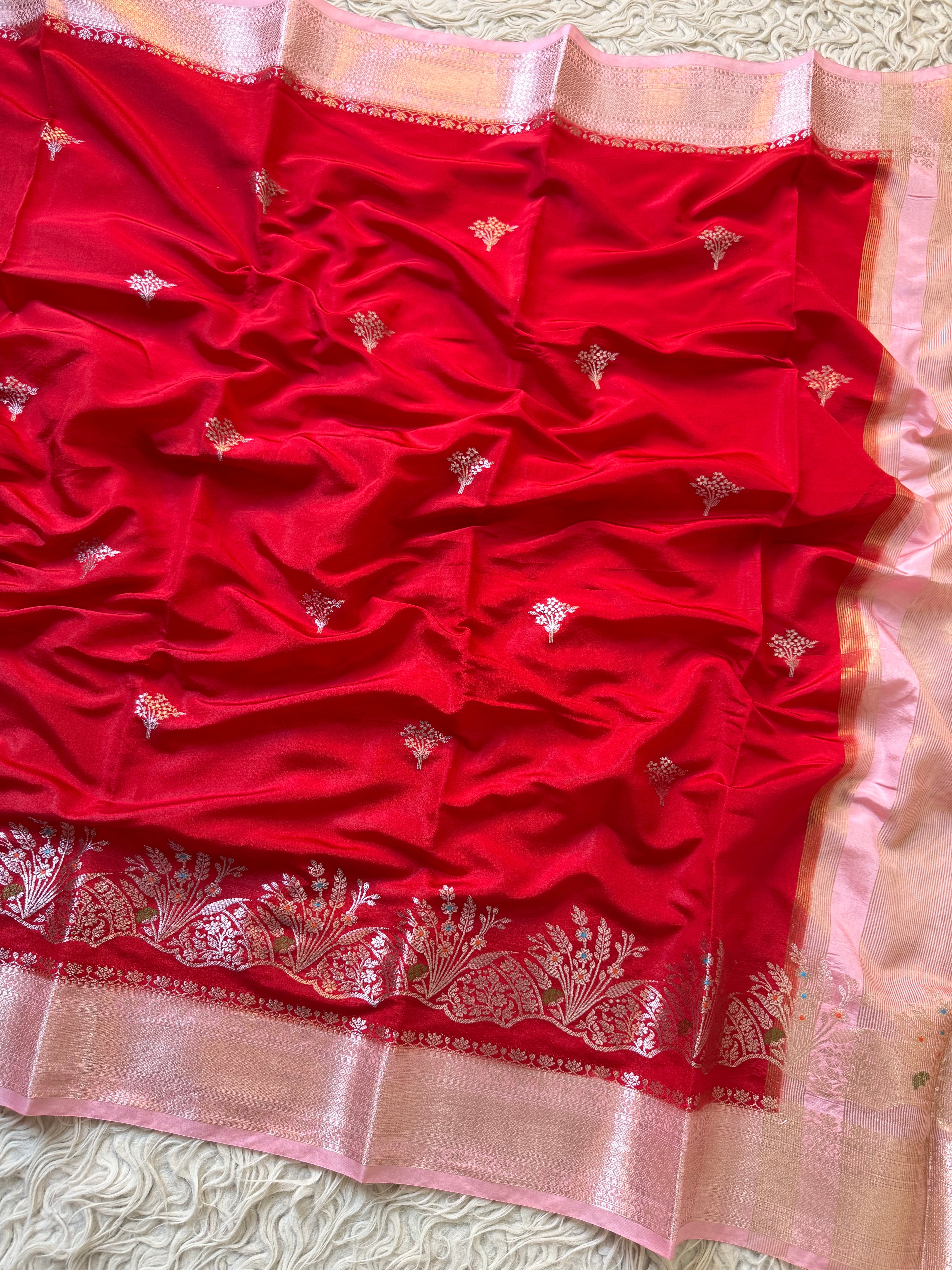 Butter Silk Banarasi Saree with minakari buti and border