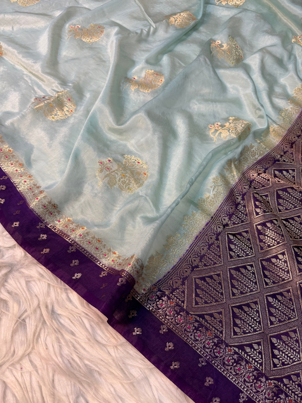 Paper Silk Banarasi Saree with minakari buti and border