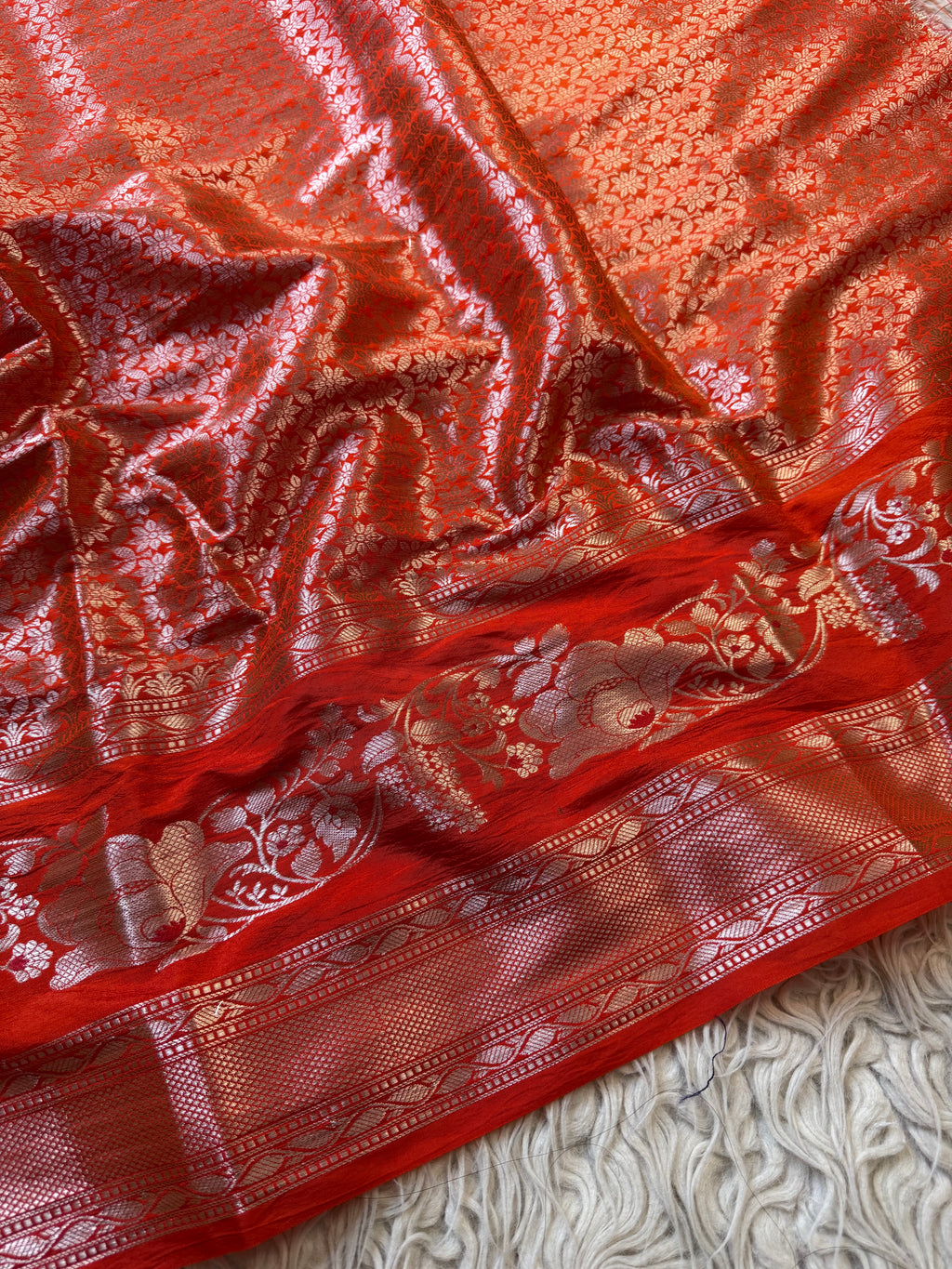 Butter Silk Banarasi Saree with minakari buti and border
