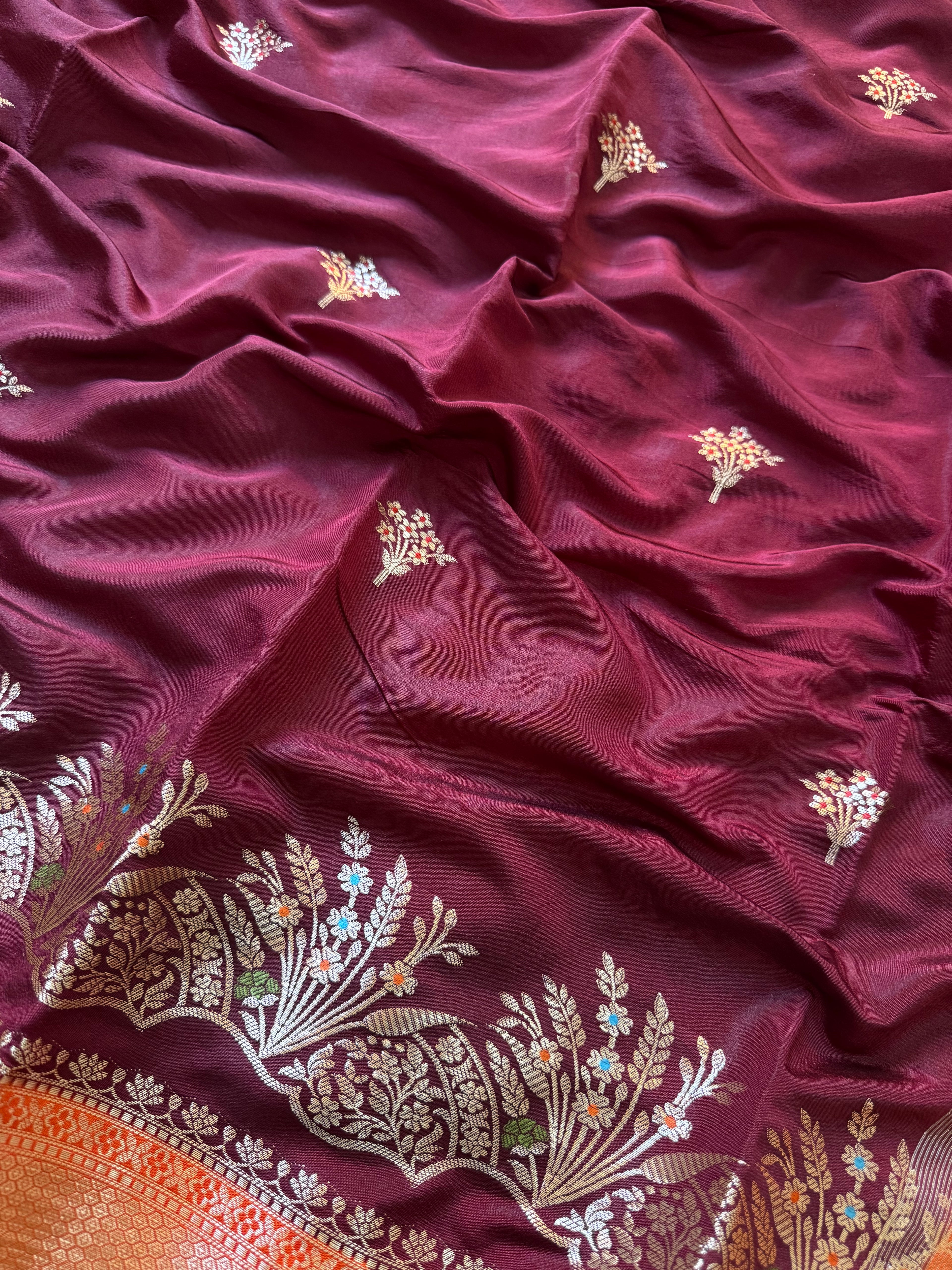 Butter Silk Banarasi Saree with minakari buti and border
