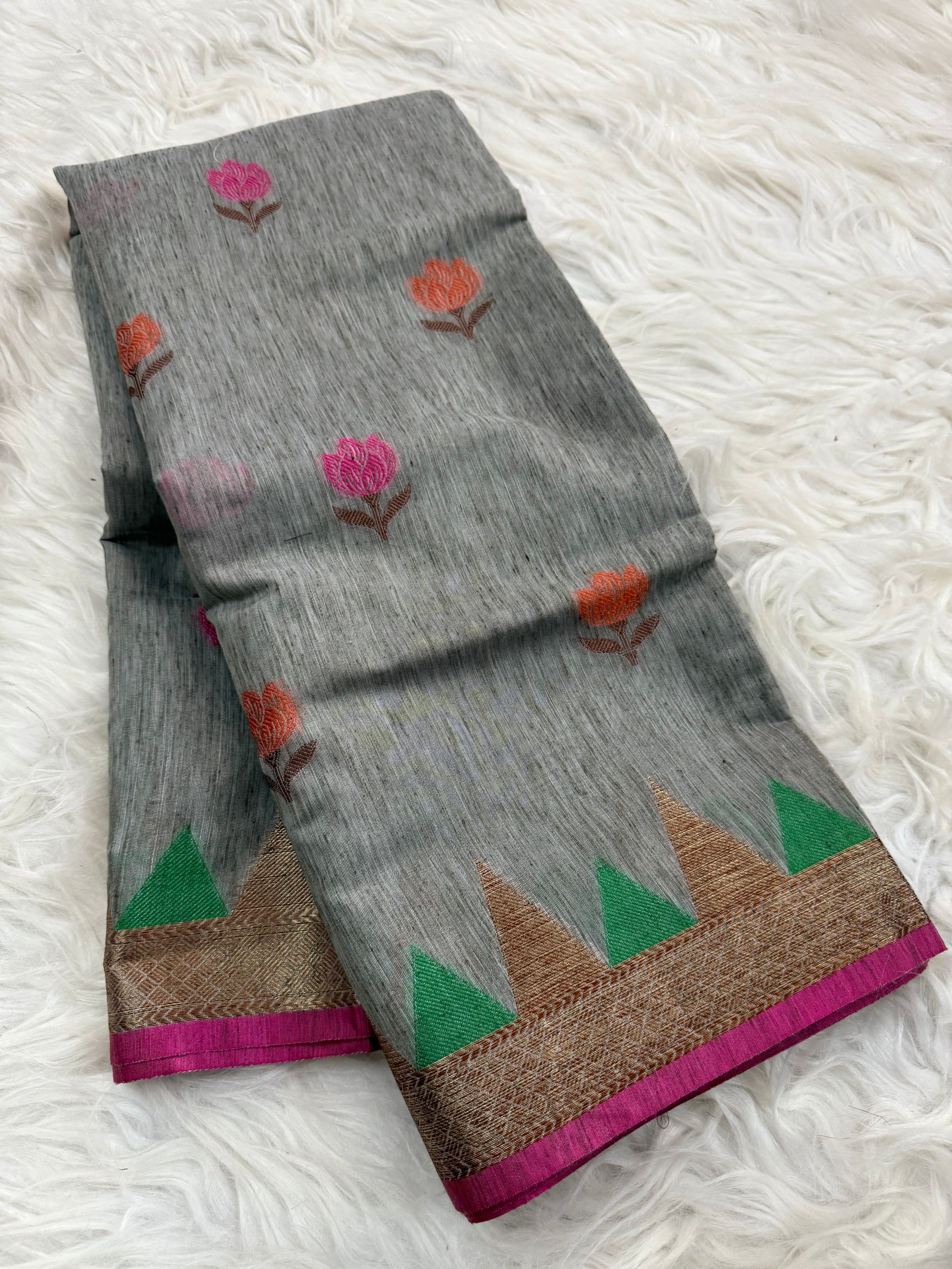 Khaadi Brown Dupion Saree