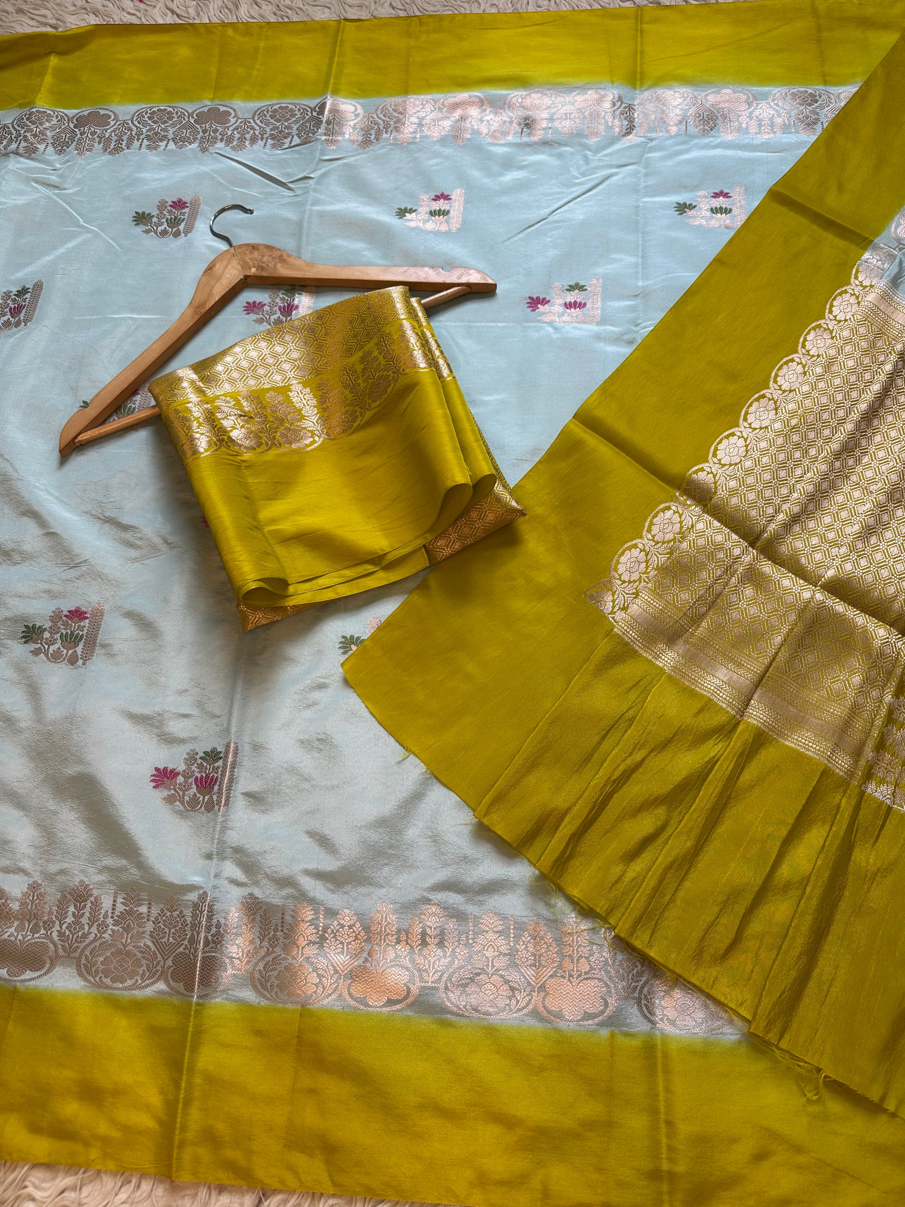 Butter Silk Banarasi Saree with minakari buti and border