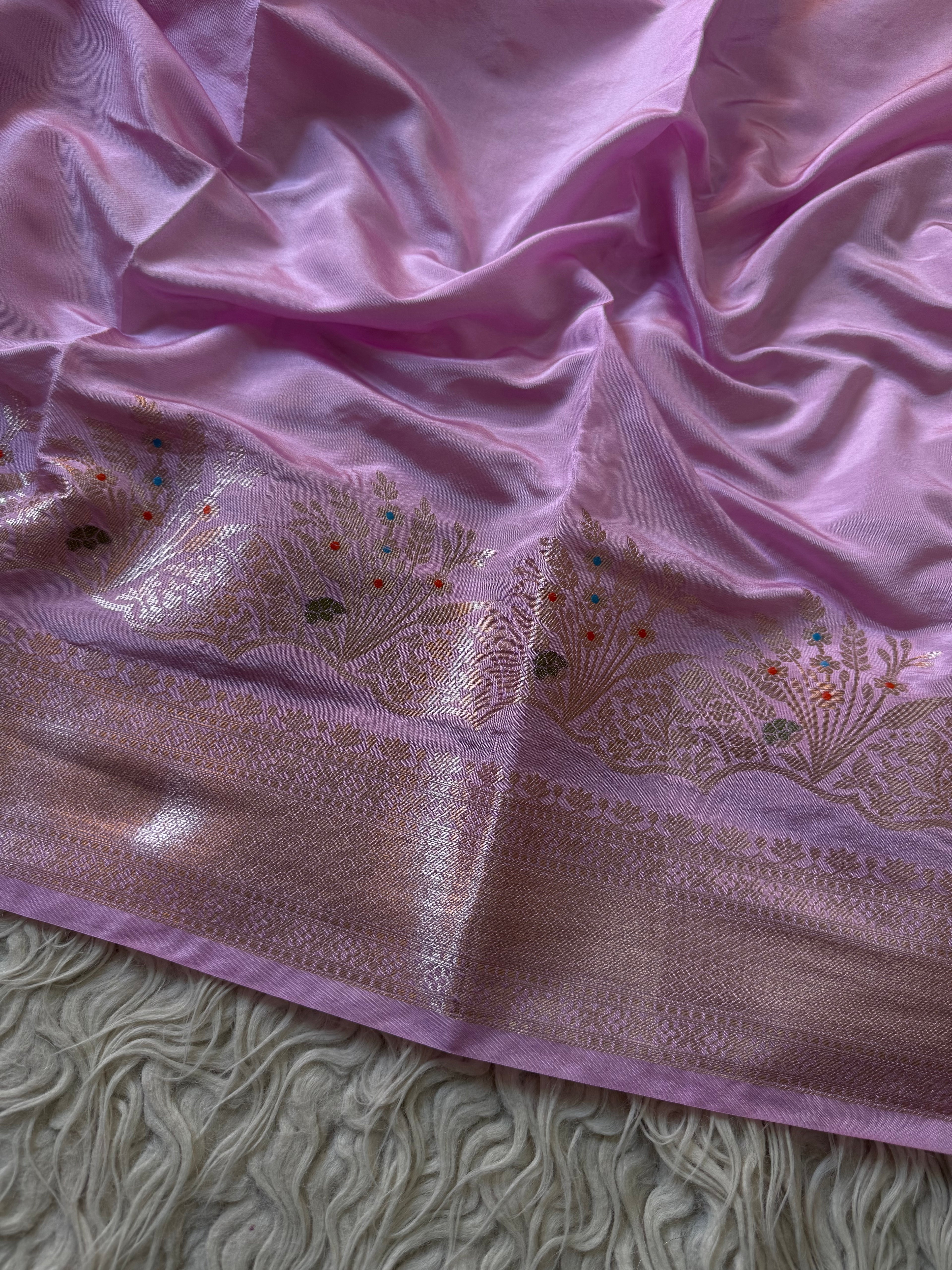 Butter Silk Banarasi Saree with minakari buti and border