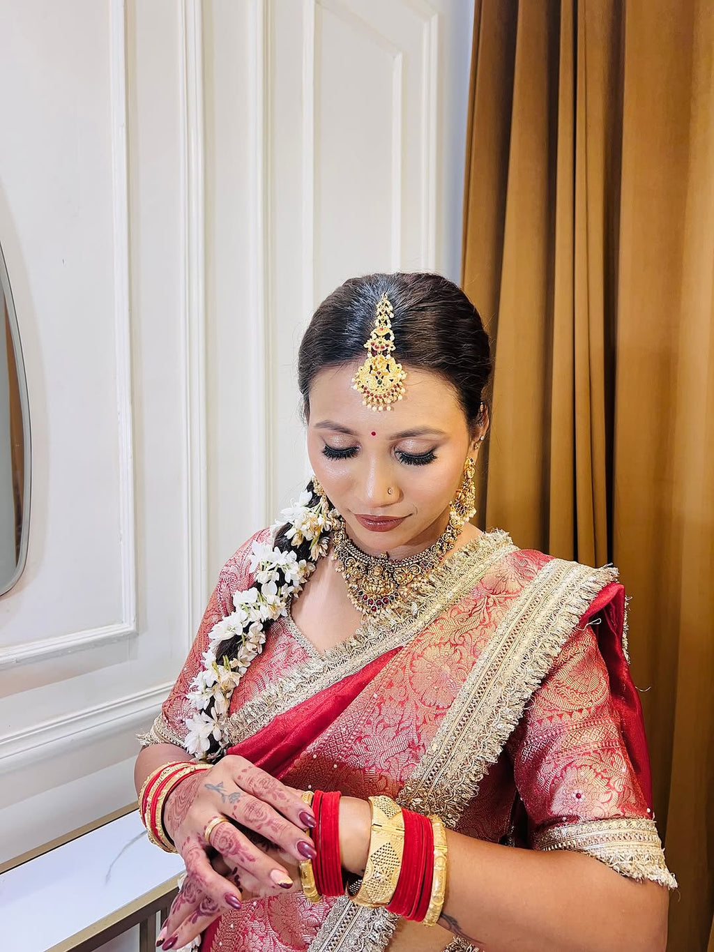 Designer Banarasi Tissue Saree with Pearl Work on all over Body with Intricate Border and Pallu Design Along with Gotta Patti Lace Work