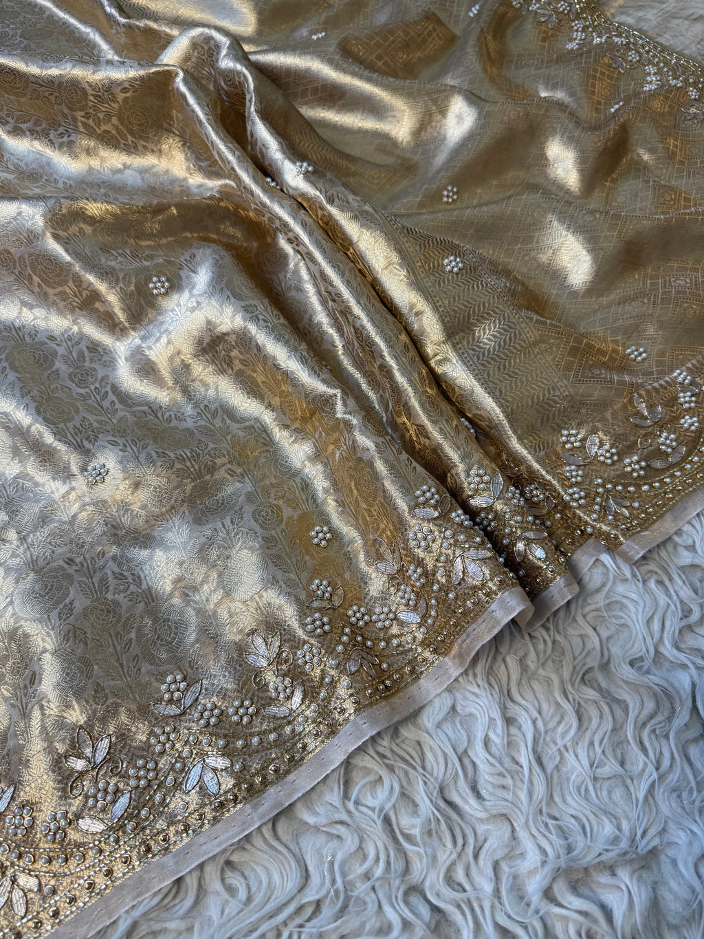 Banarasi Pure Tissue Brocade saree with Handwork