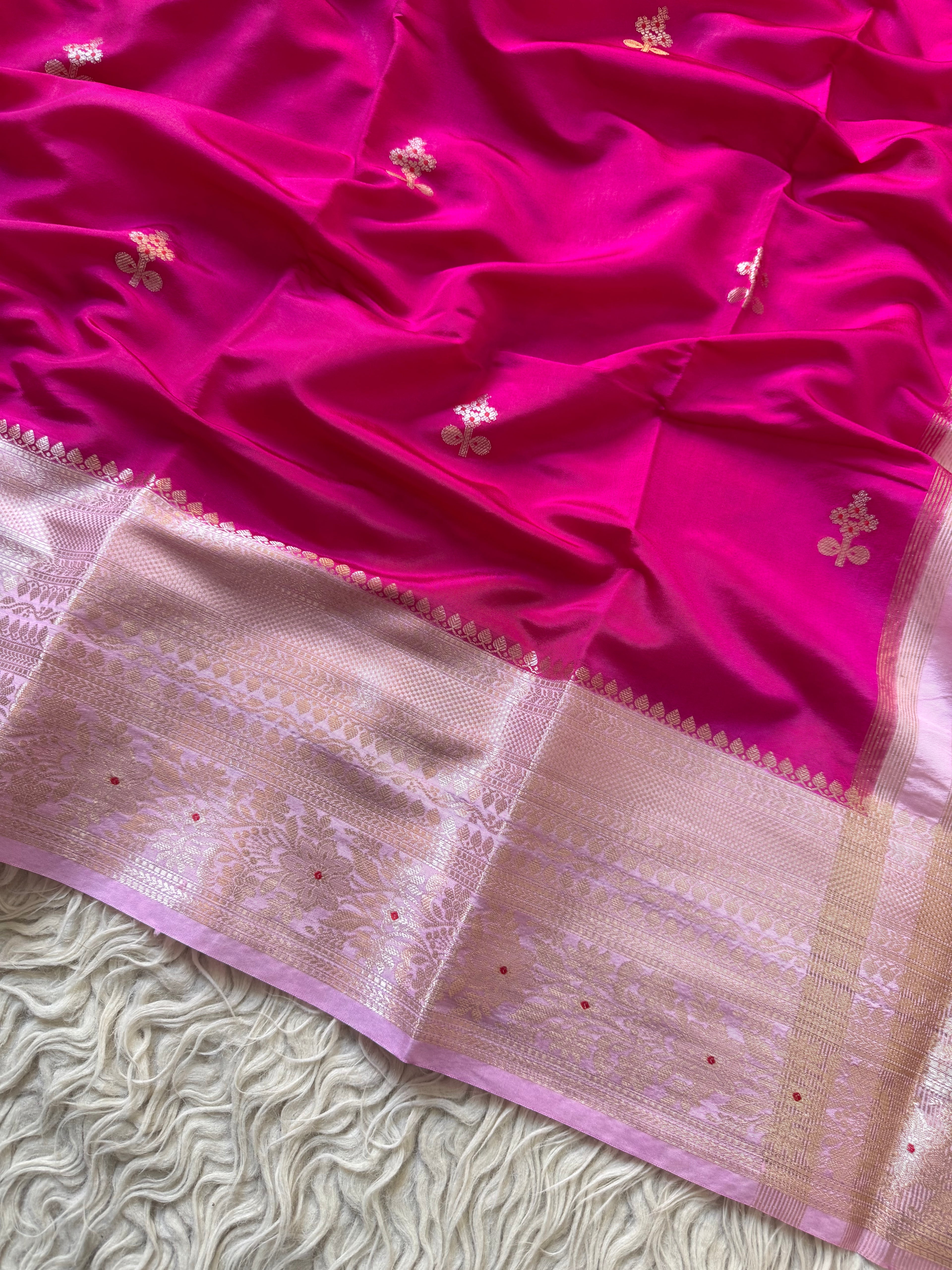 Butter Silk Banarasi Saree with minakari buti and border
