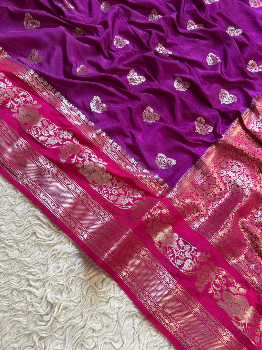 Butter Silk Banarasi Saree with minakari buti and border